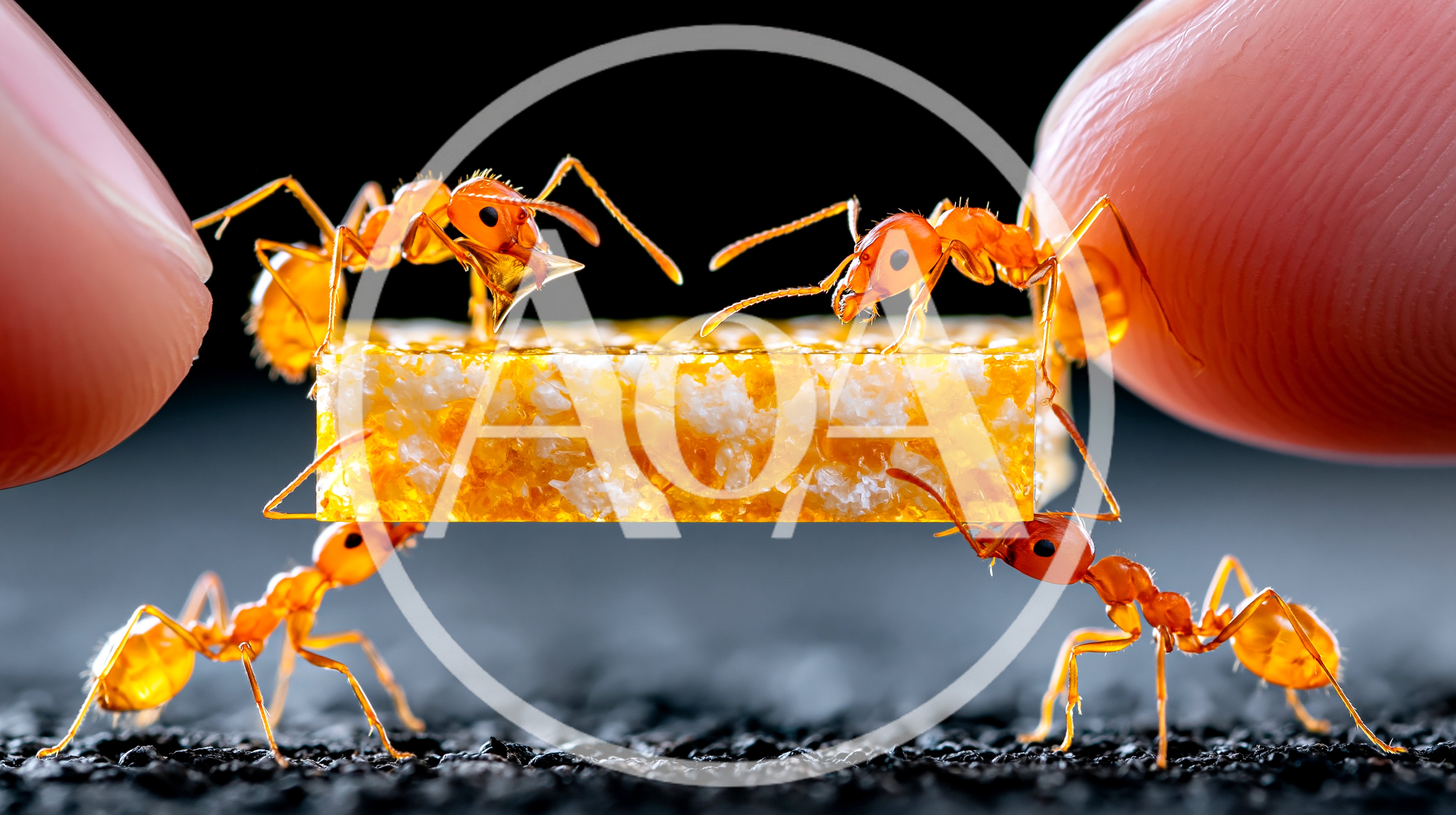 Four Ants Carrying A Rectangular Food Block