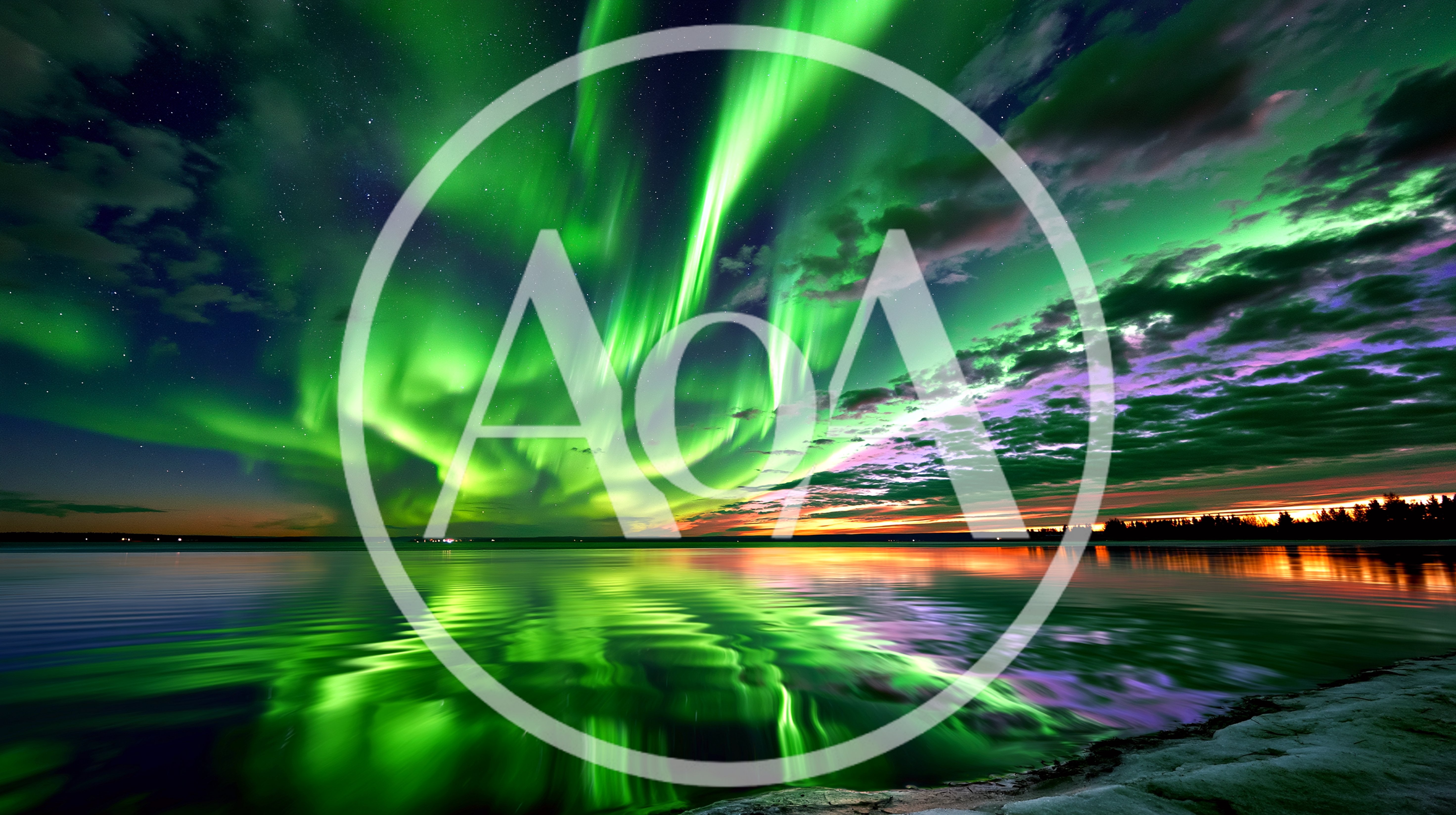 Vibrant Aurora Borealis Reflecting Over A Calm Lake