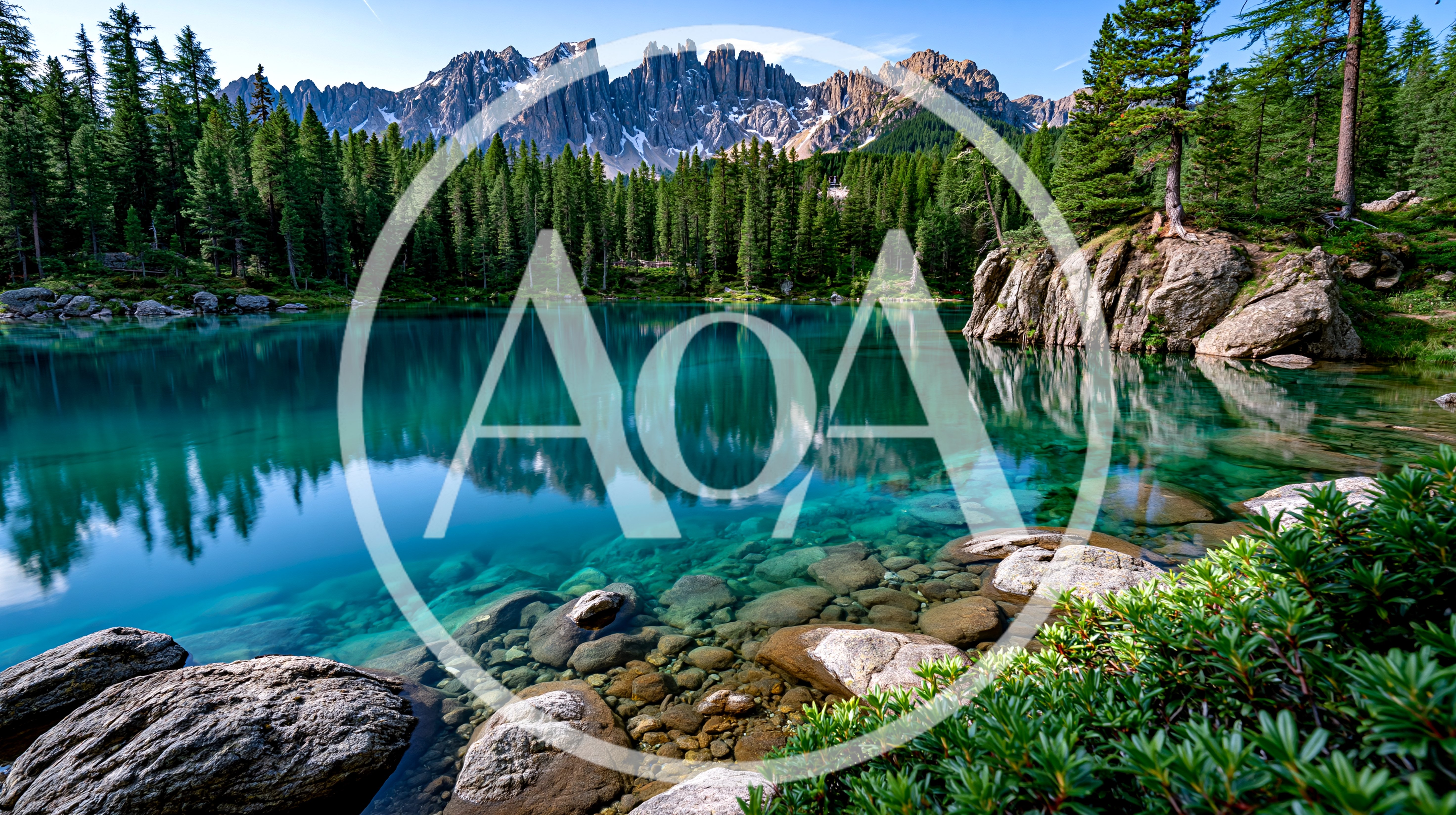 Crystal Clear Waters Of Lake Carezza In The Dolomites