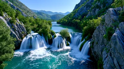 Aerial View Of Krka National Park Waterfalls