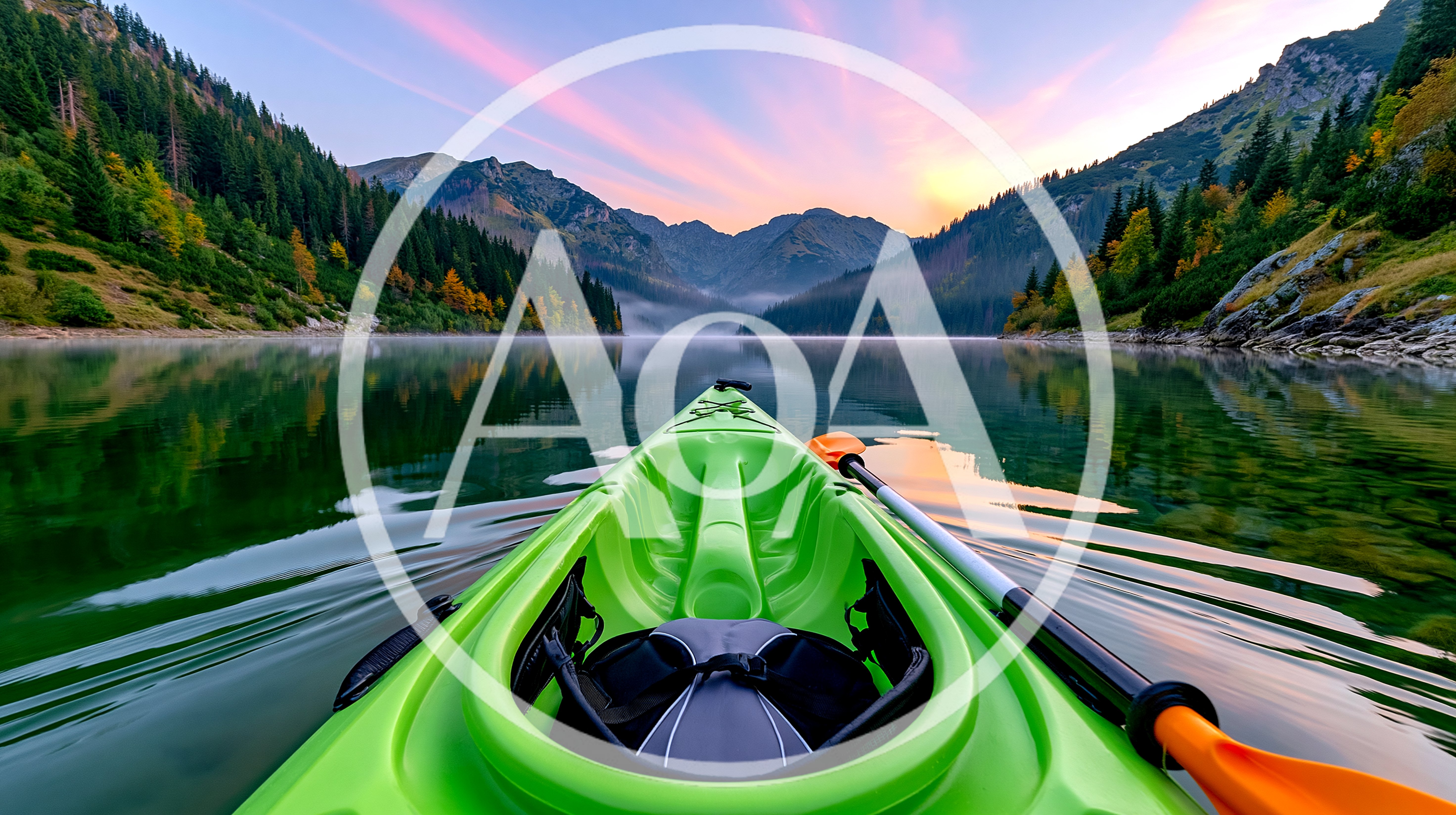 First Person View Kayaking On A Calm Mountain Lake