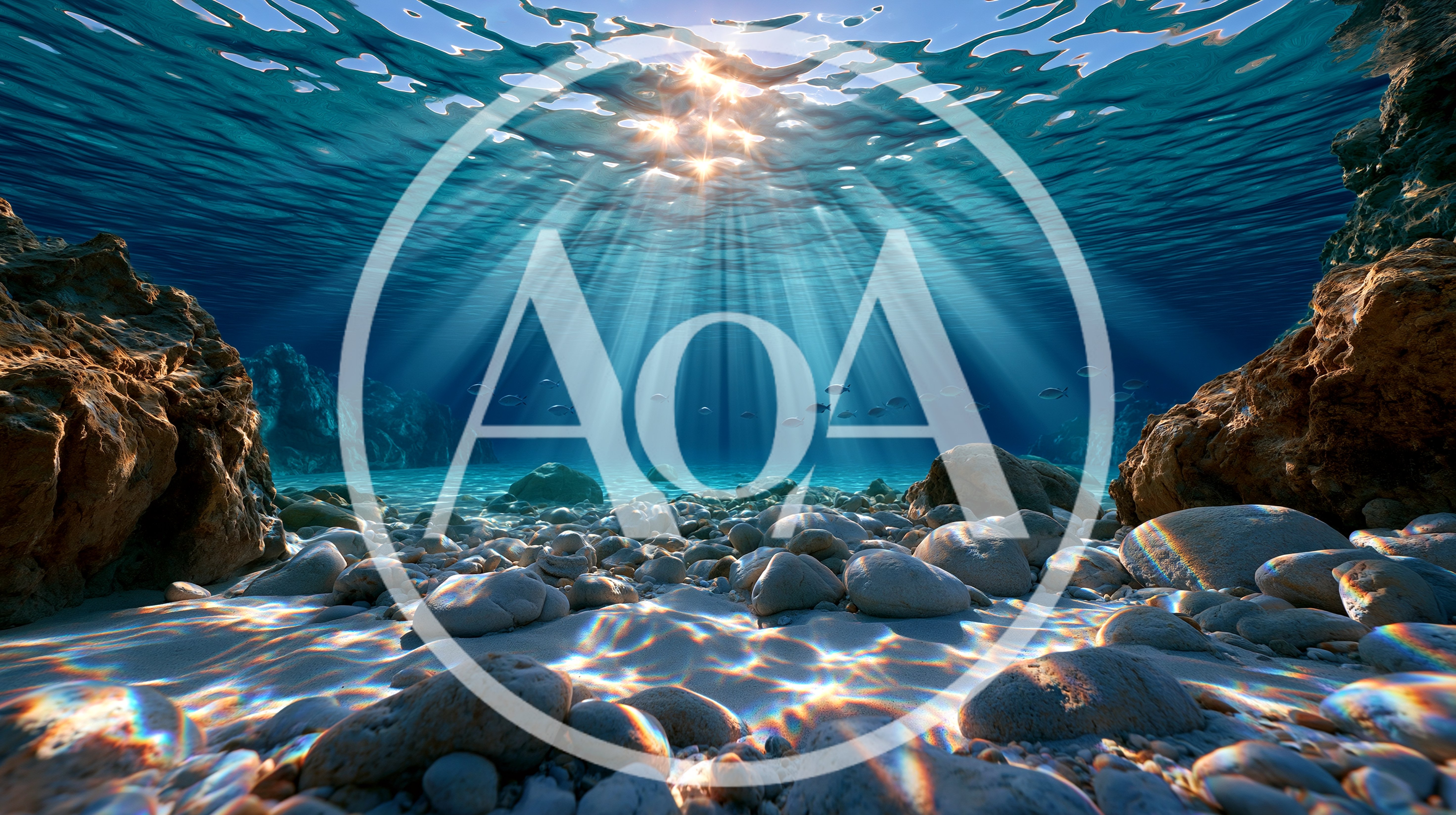 Sunlight Rays Piercing Through Clear Underwater Ocean Surface