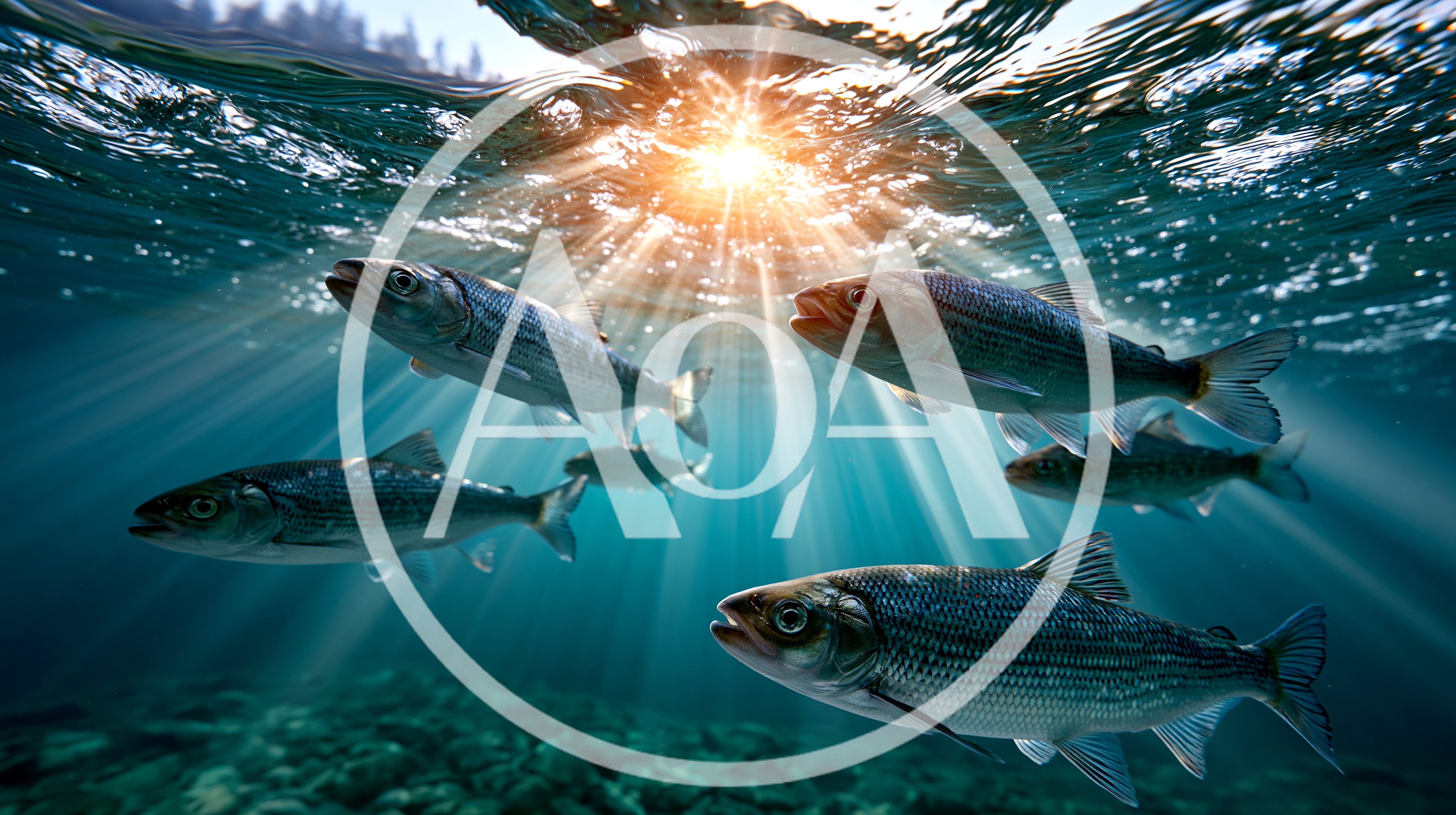 School Of Fish Swimming In Clear Underwater Sunlight