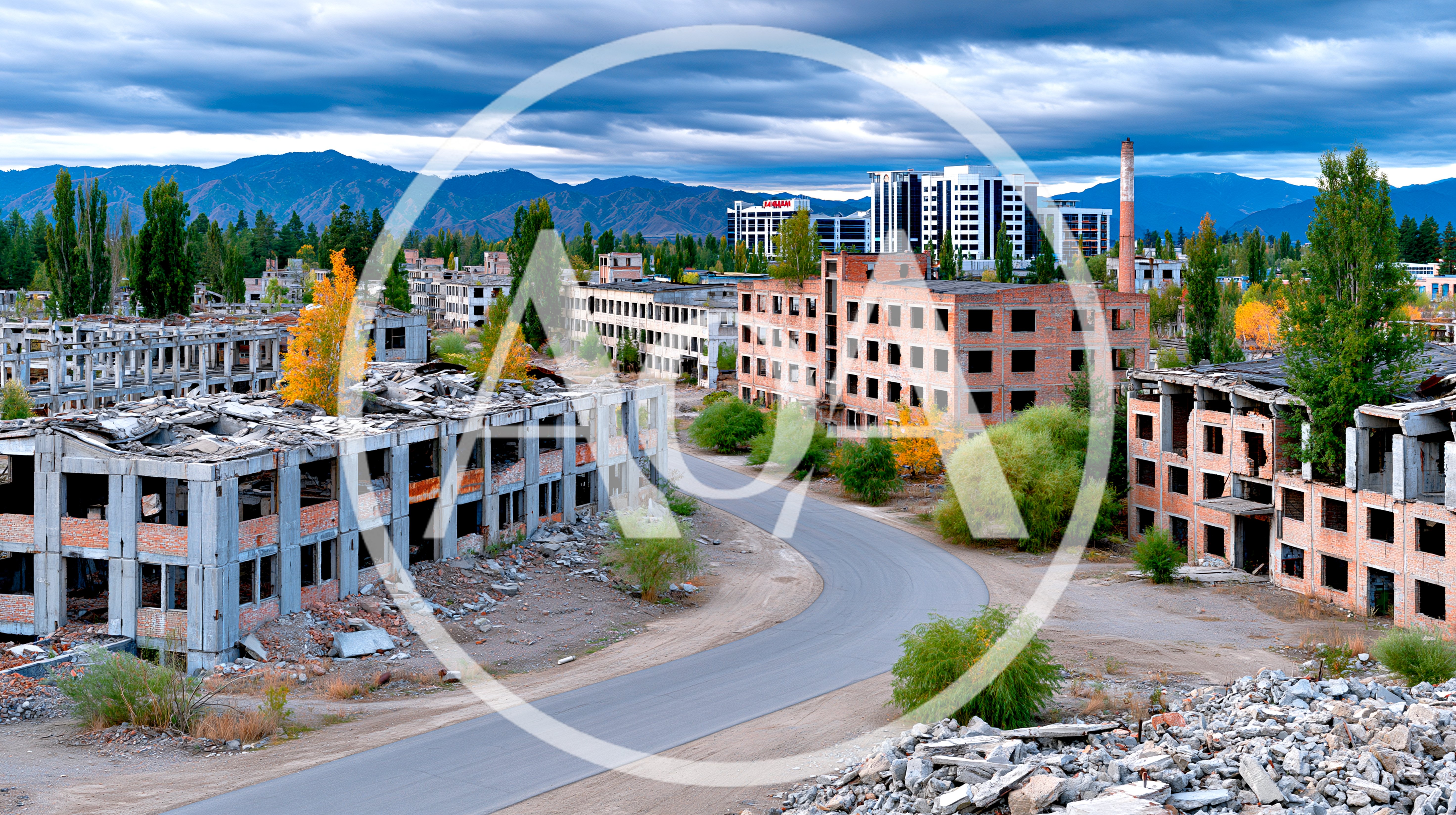 Abandoned Industrial Buildings In A Deserted Town