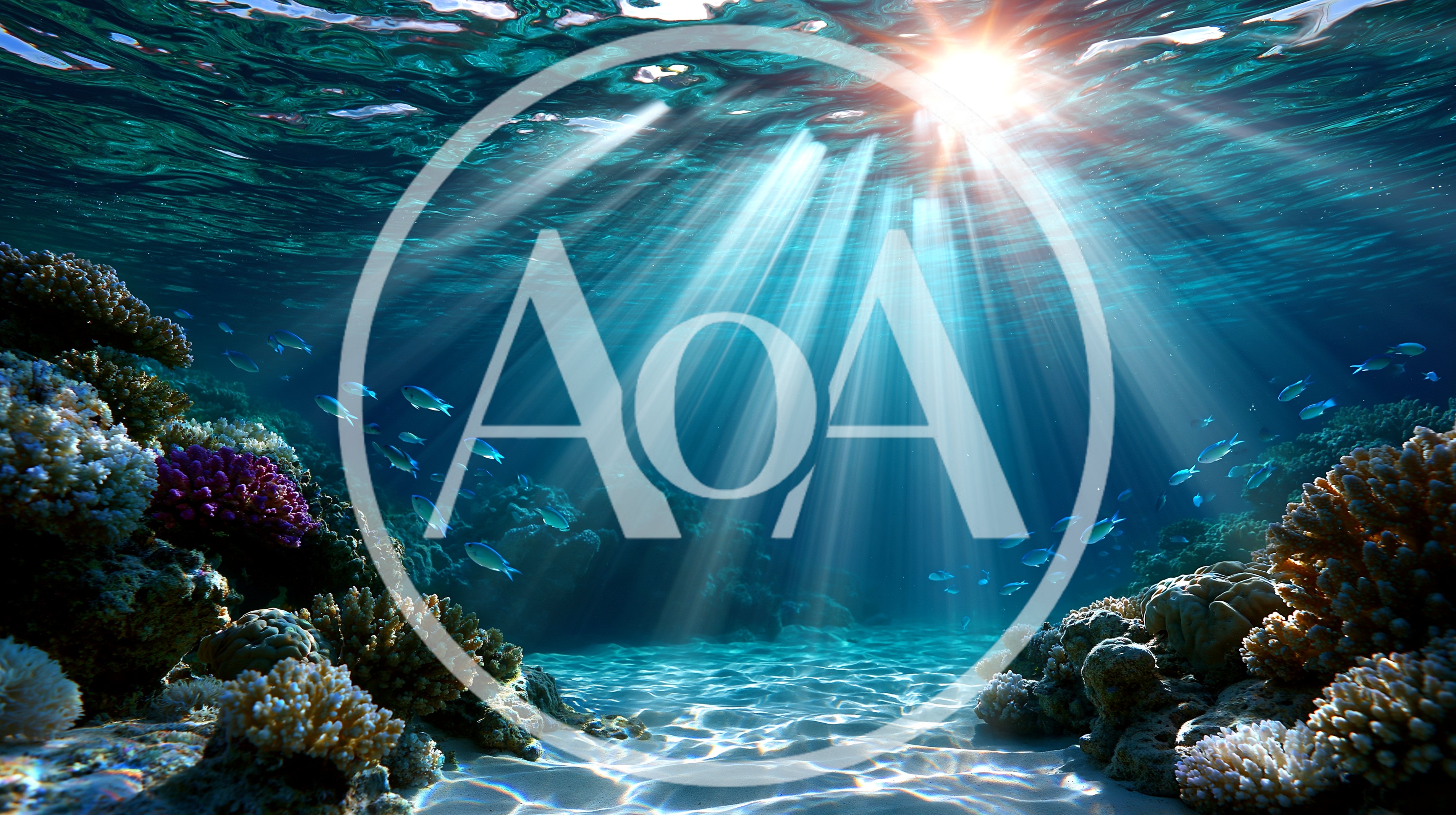 Sunlight Beams Piercing Through Clear Tropical Ocean Water