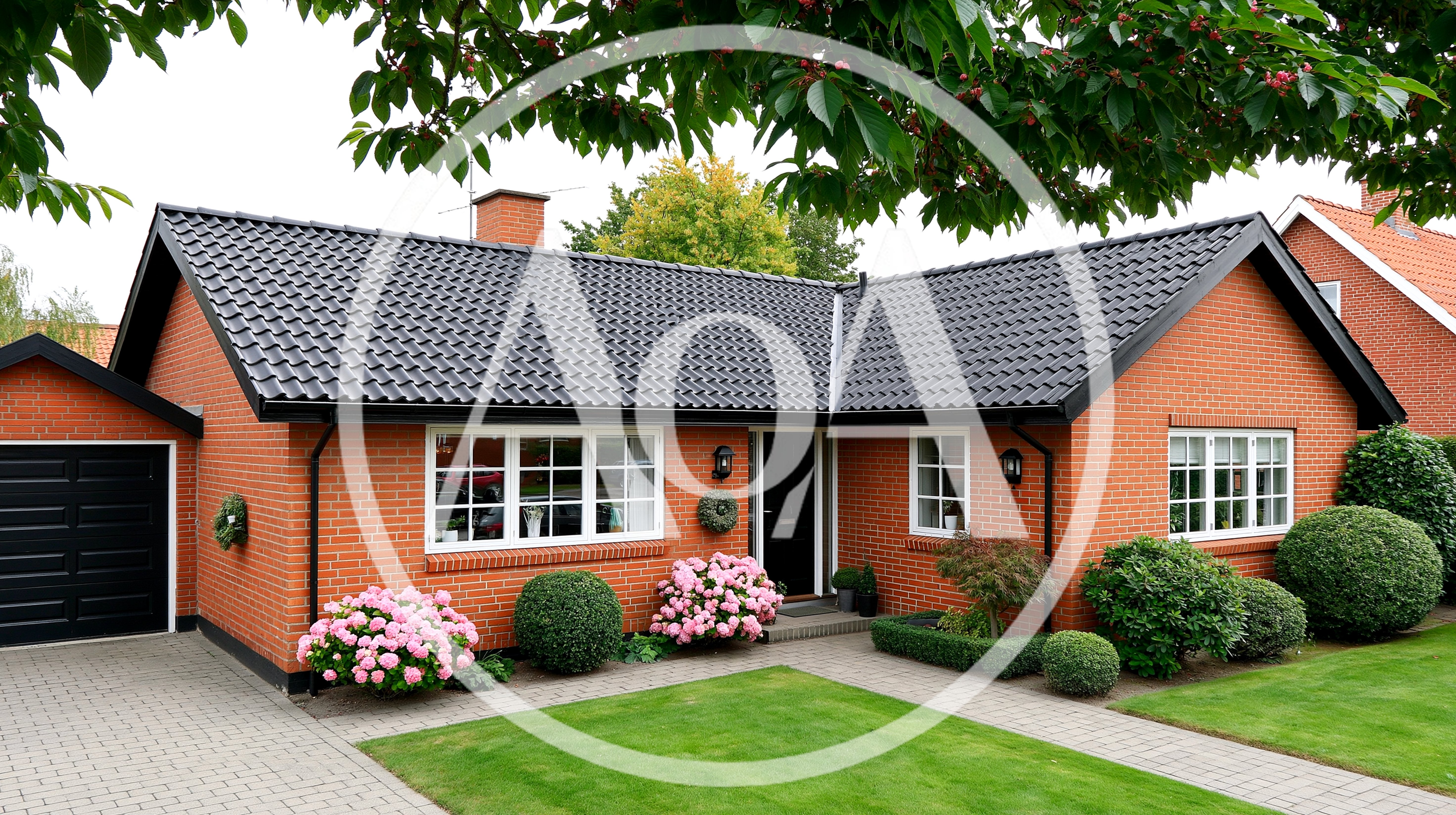 Modern Red Brick House With Landscaped Garden