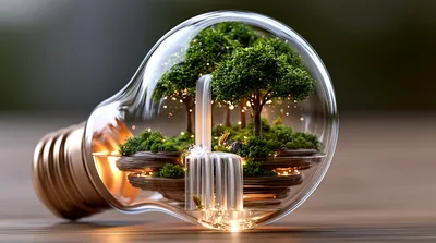 Miniature Forest Ecosystem Inside A Glass Light Bulb
