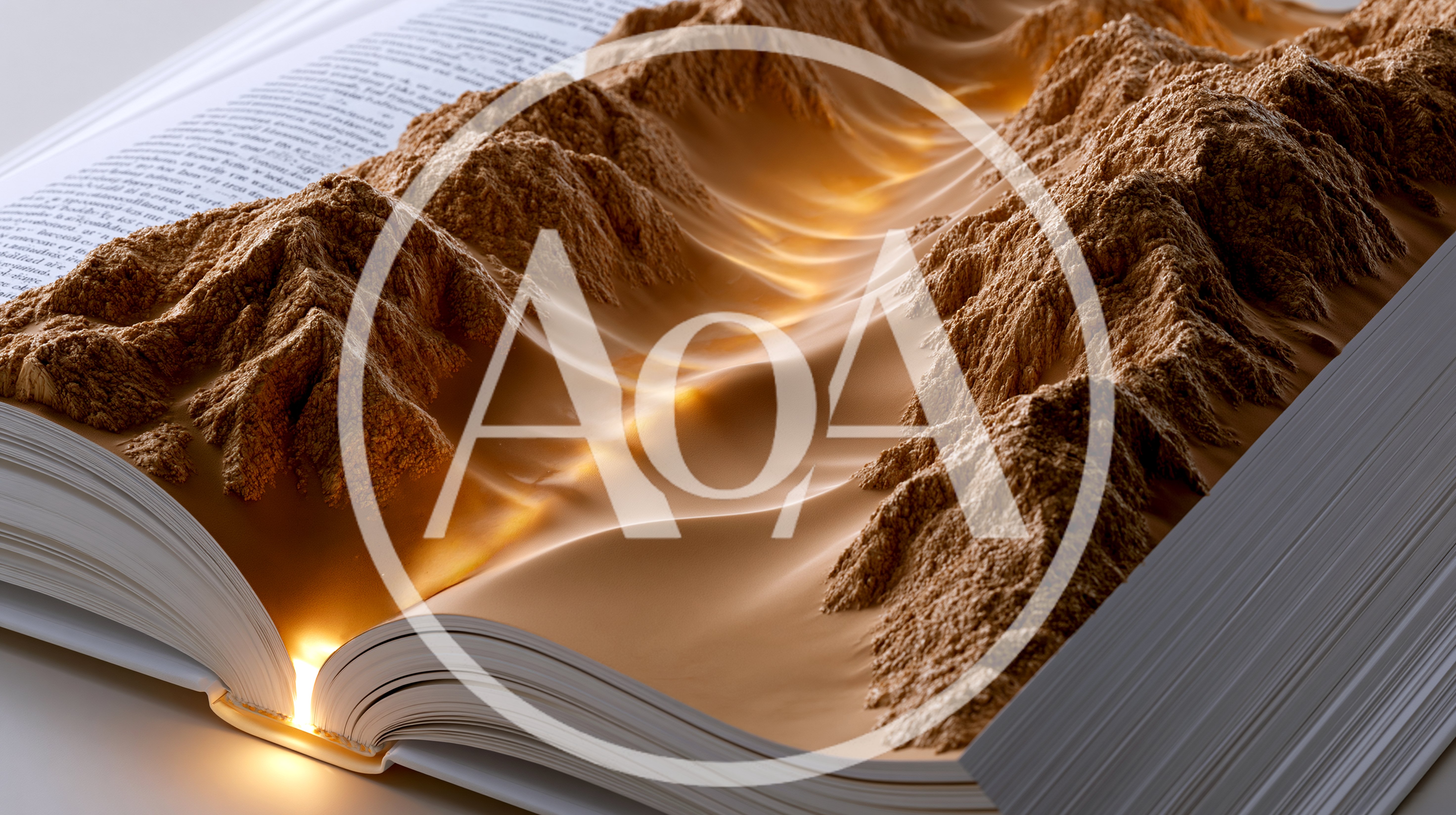 Surreal Mountain Landscape Emerging From Open Book