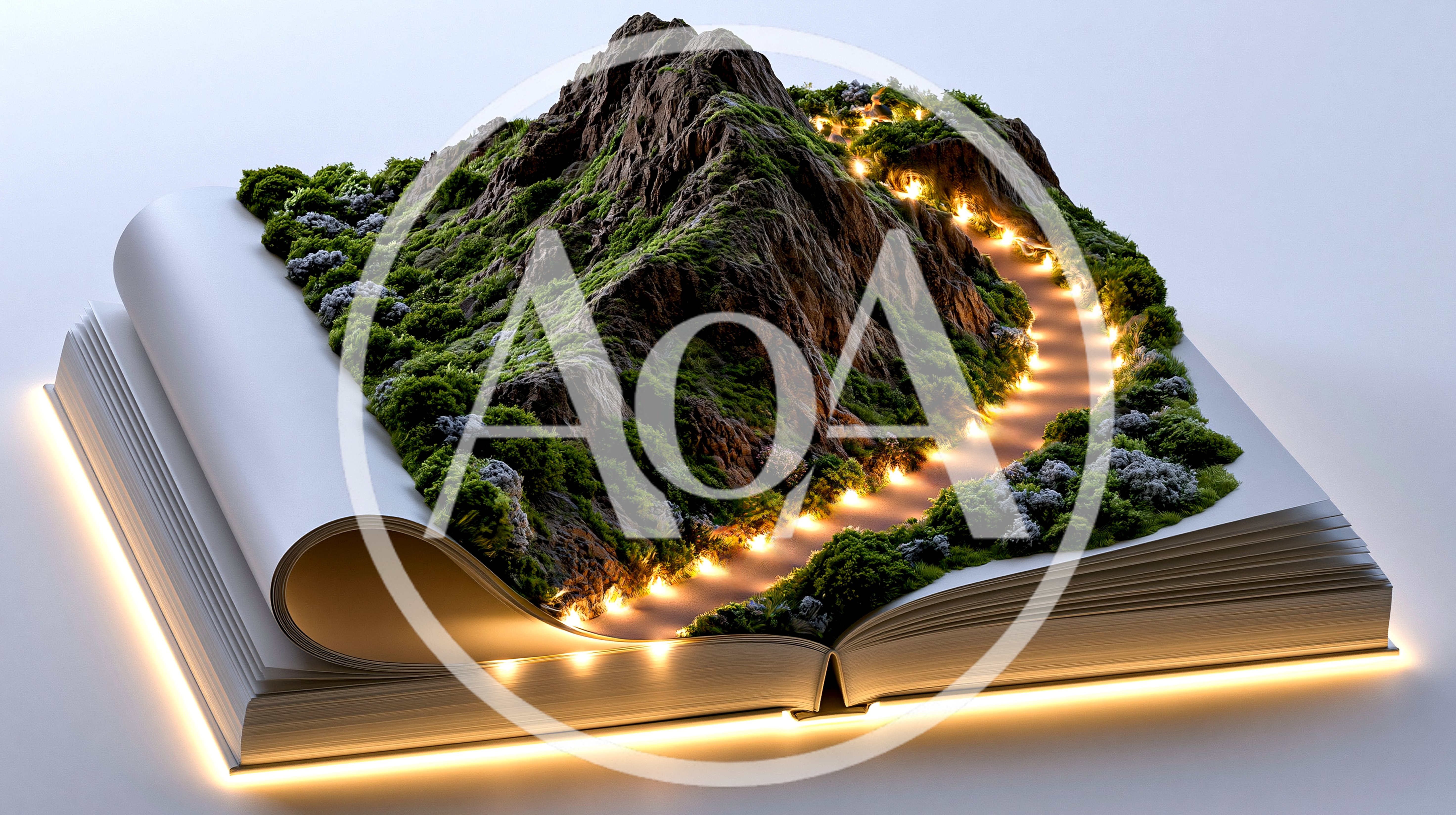 Miniature Mountain Landscape Emerging From An Open Book