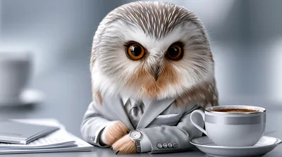 Professional Owl Wearing A Suit At An Office Desk