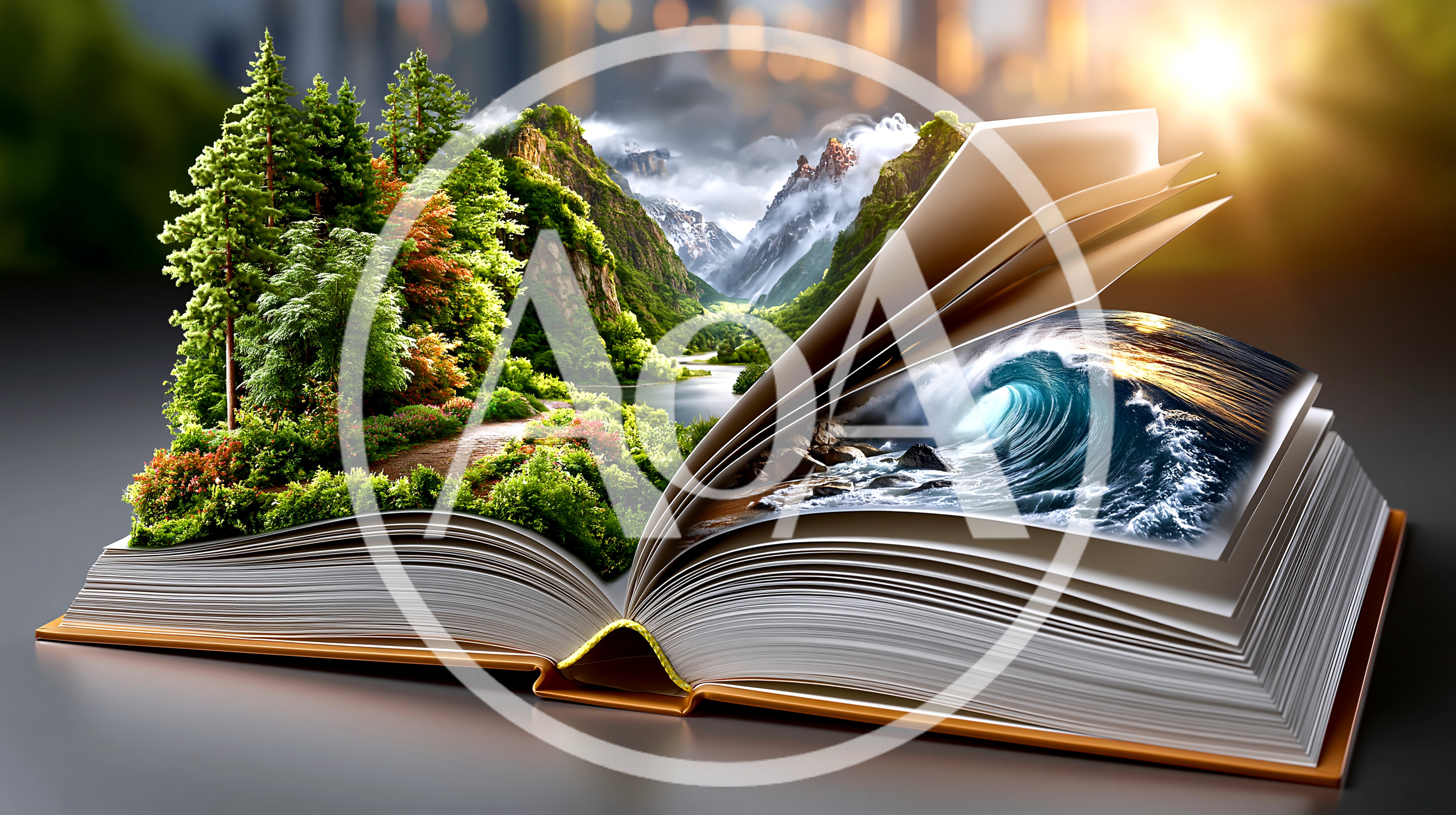 Open Book With Pop Up Nature Landscapes