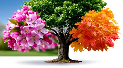 Conceptual Tree Representing Seasonal Transitions And Nature Cycles