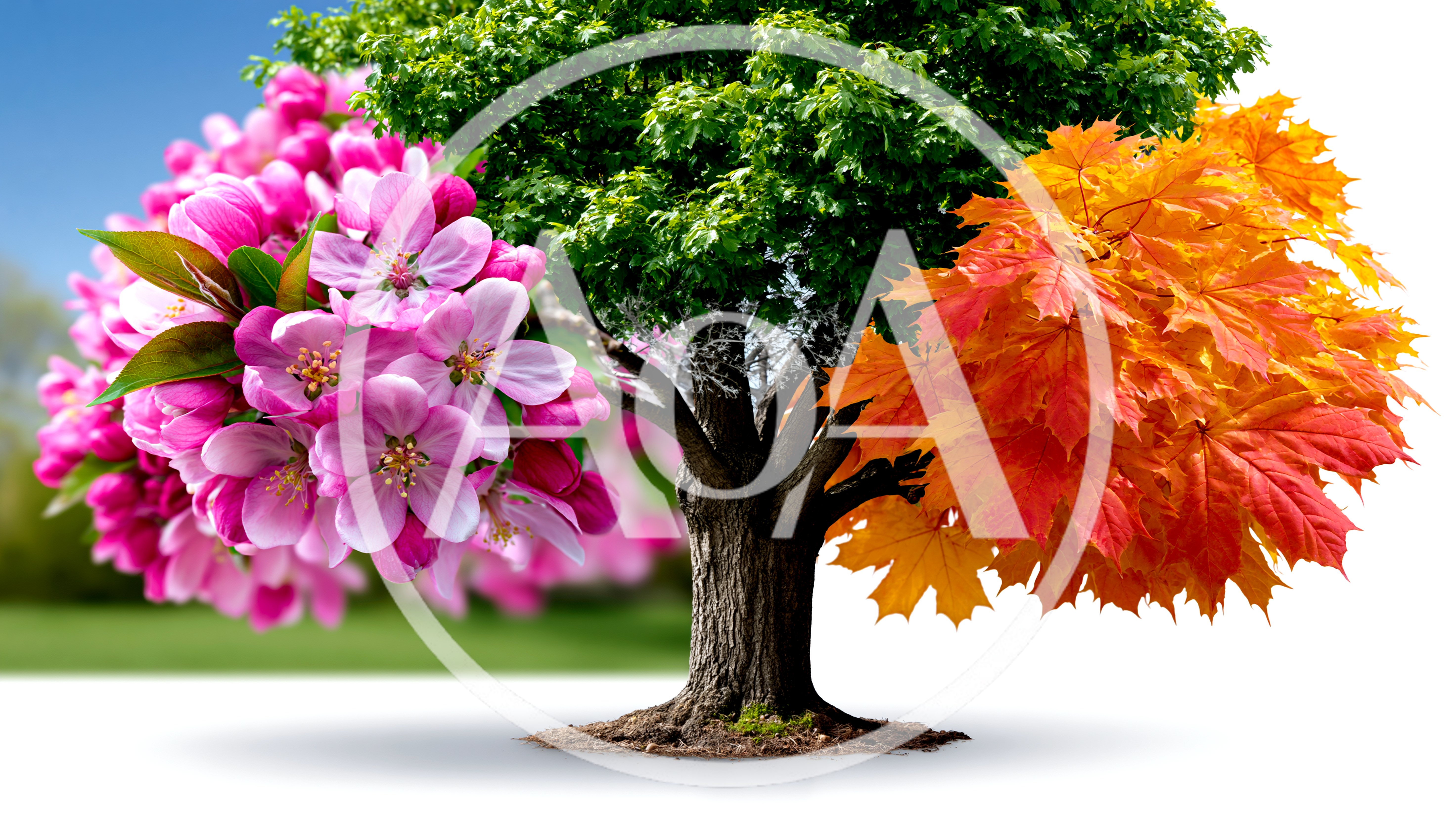 Conceptual Tree Representing Seasonal Transitions And Nature Cycles