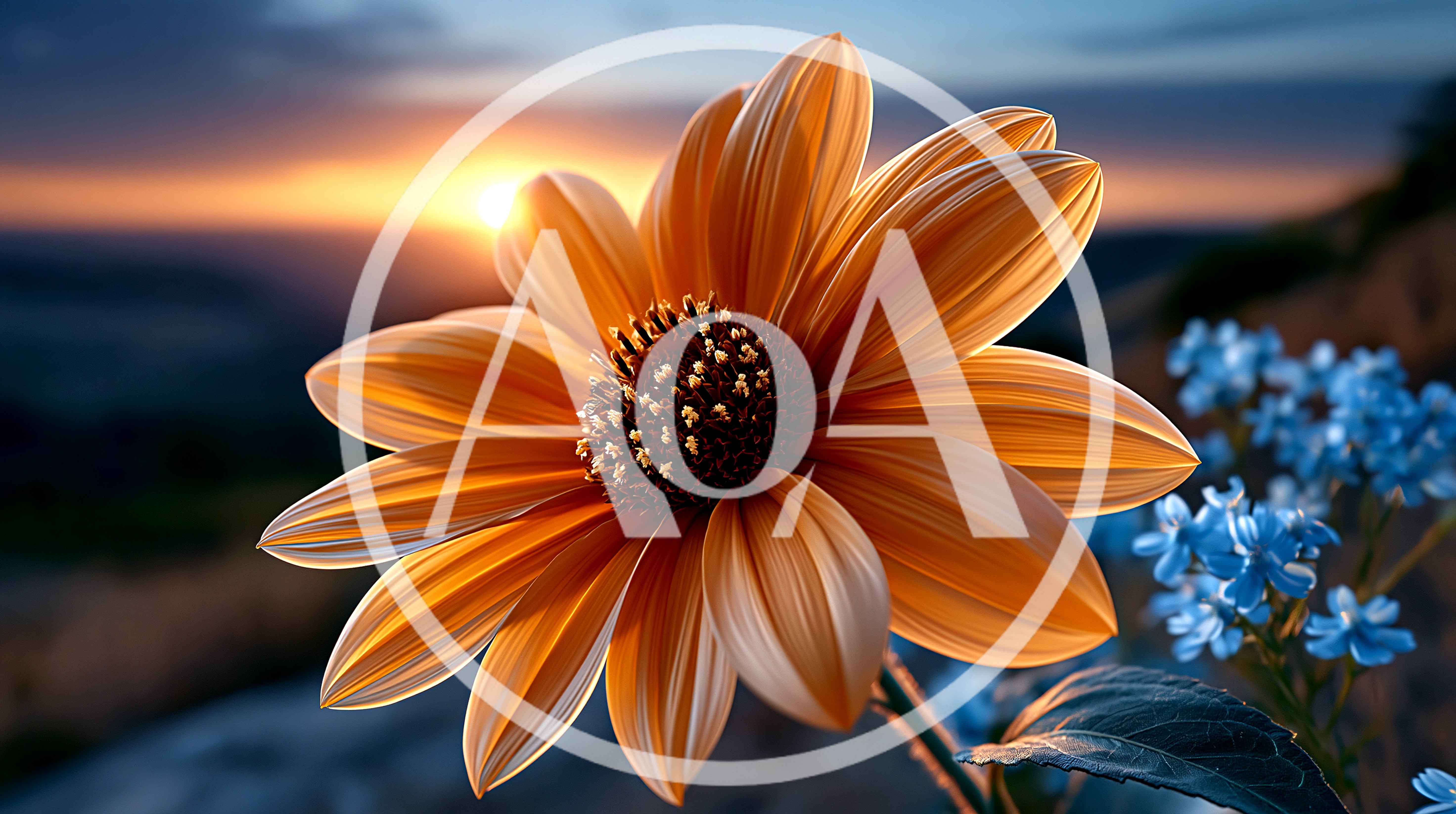 Golden Sunflower Bloom Against A Sunset Background