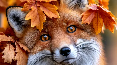 Close Up Portrait Of A Red Fox In Autumn