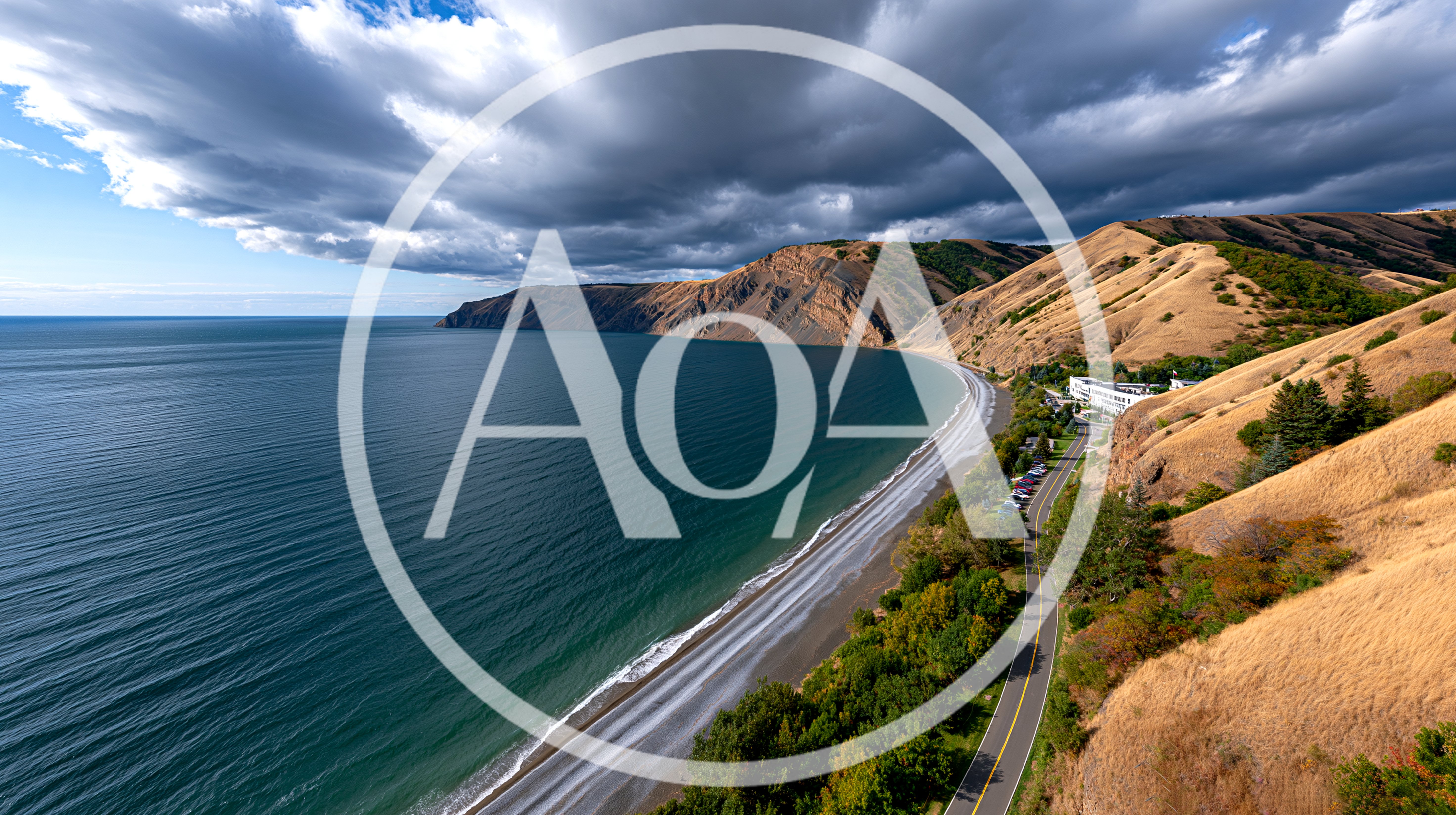 Aerial View Of Coastal Road Along The Ocean
