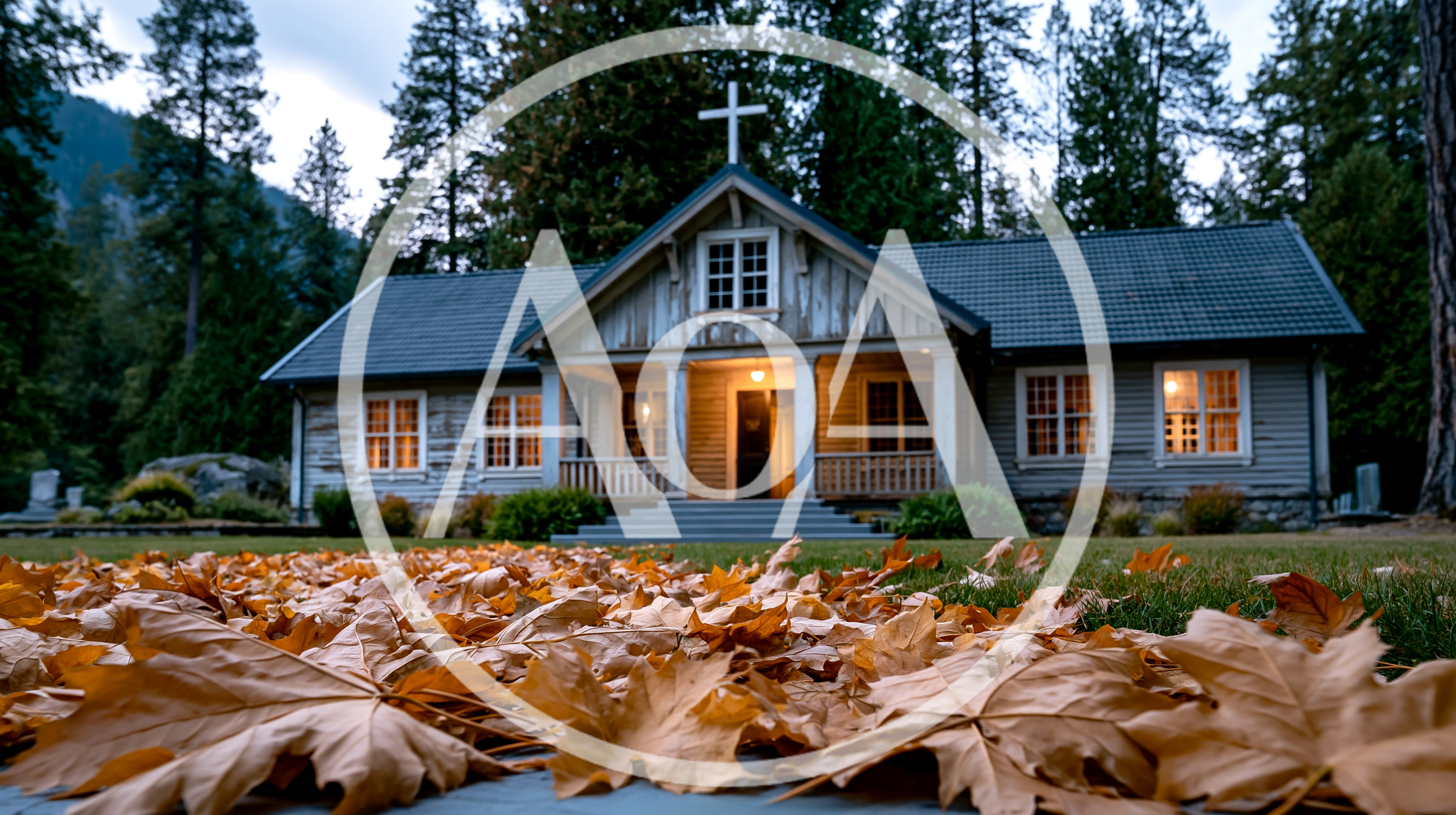 Small Wooden Church Building Surrounded By Autumn Leaves