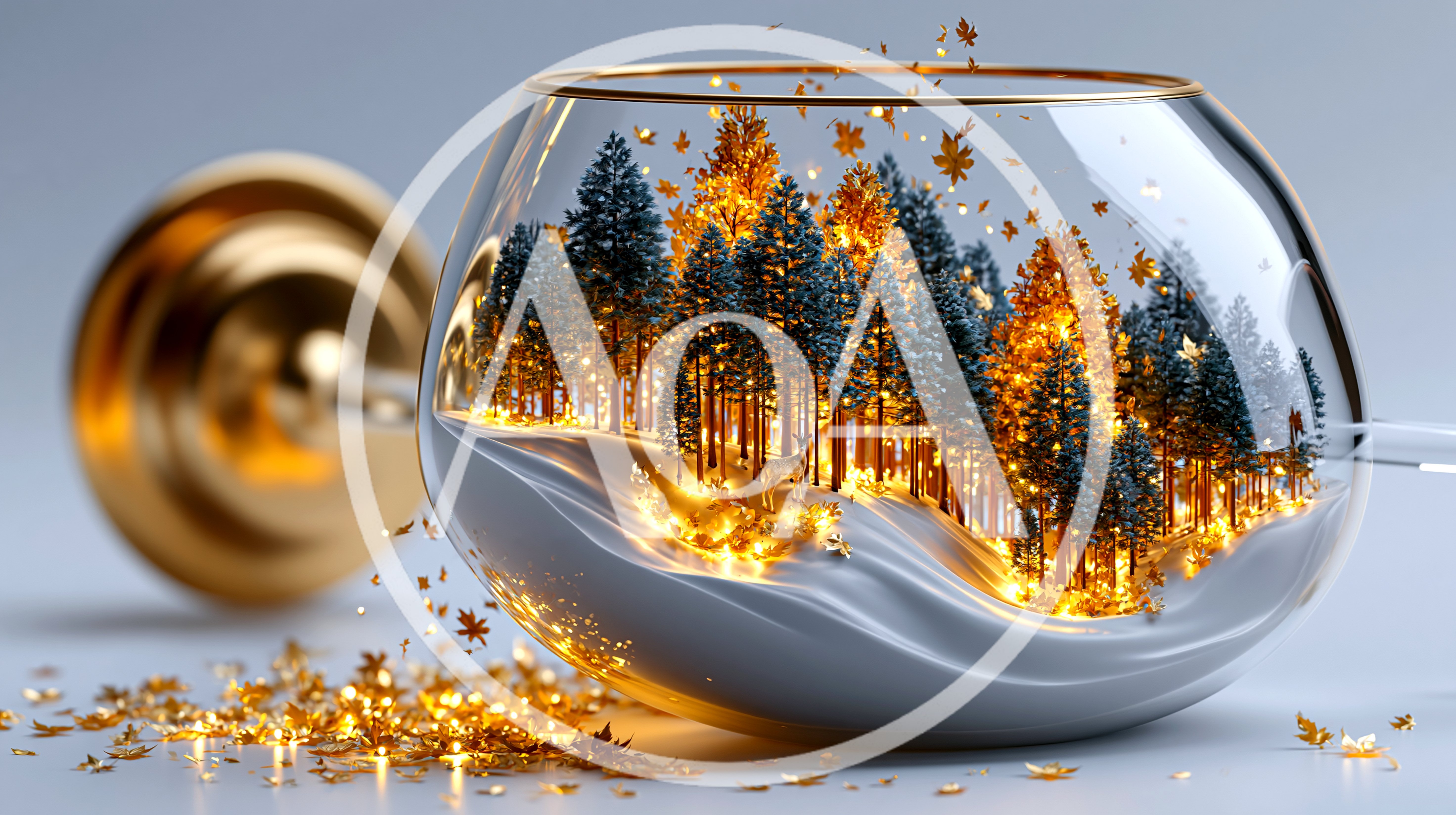Miniature Winter Forest Inside A Glass Snifter