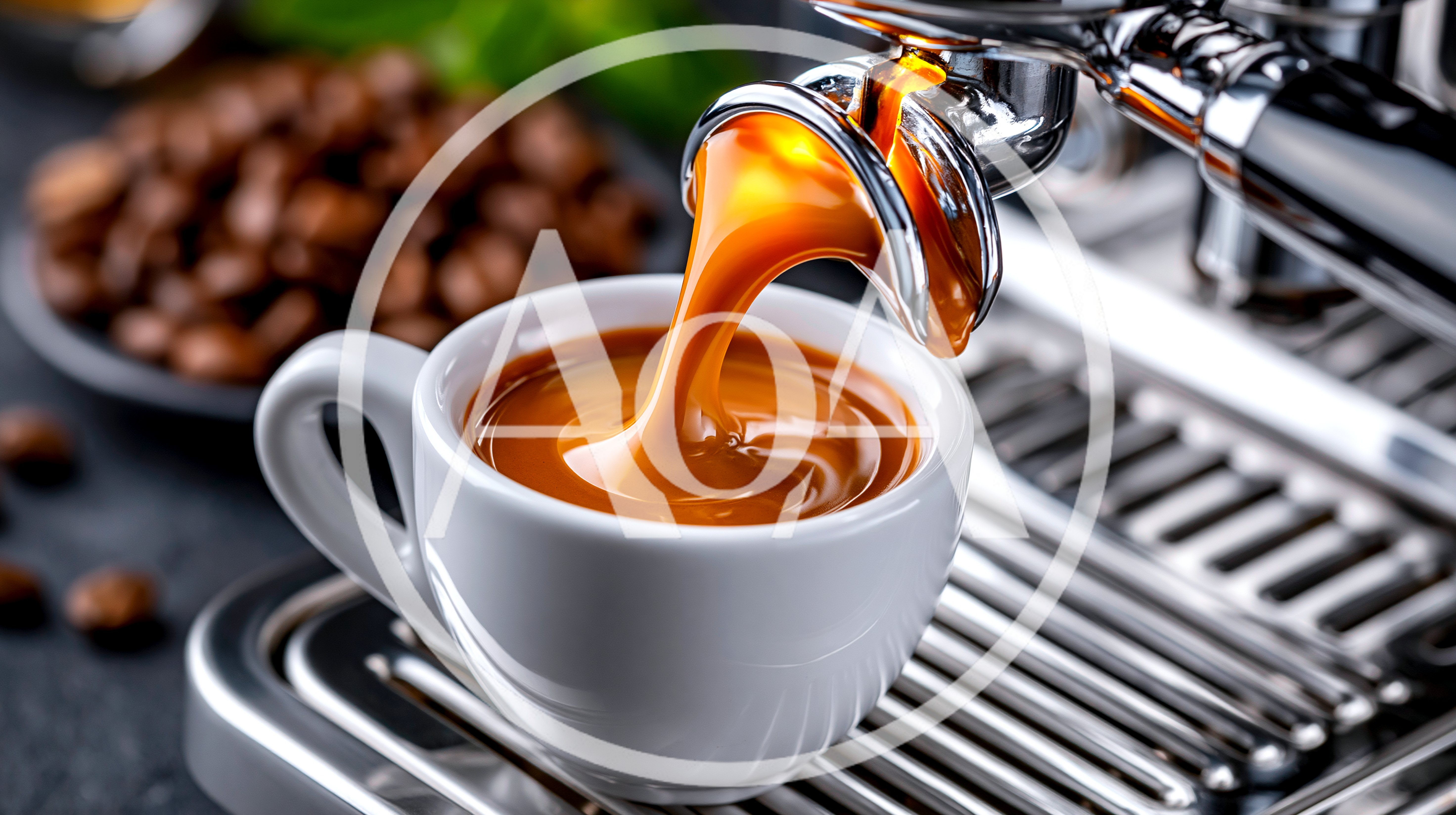 Espresso Pouring Into A White Ceramic Cup
