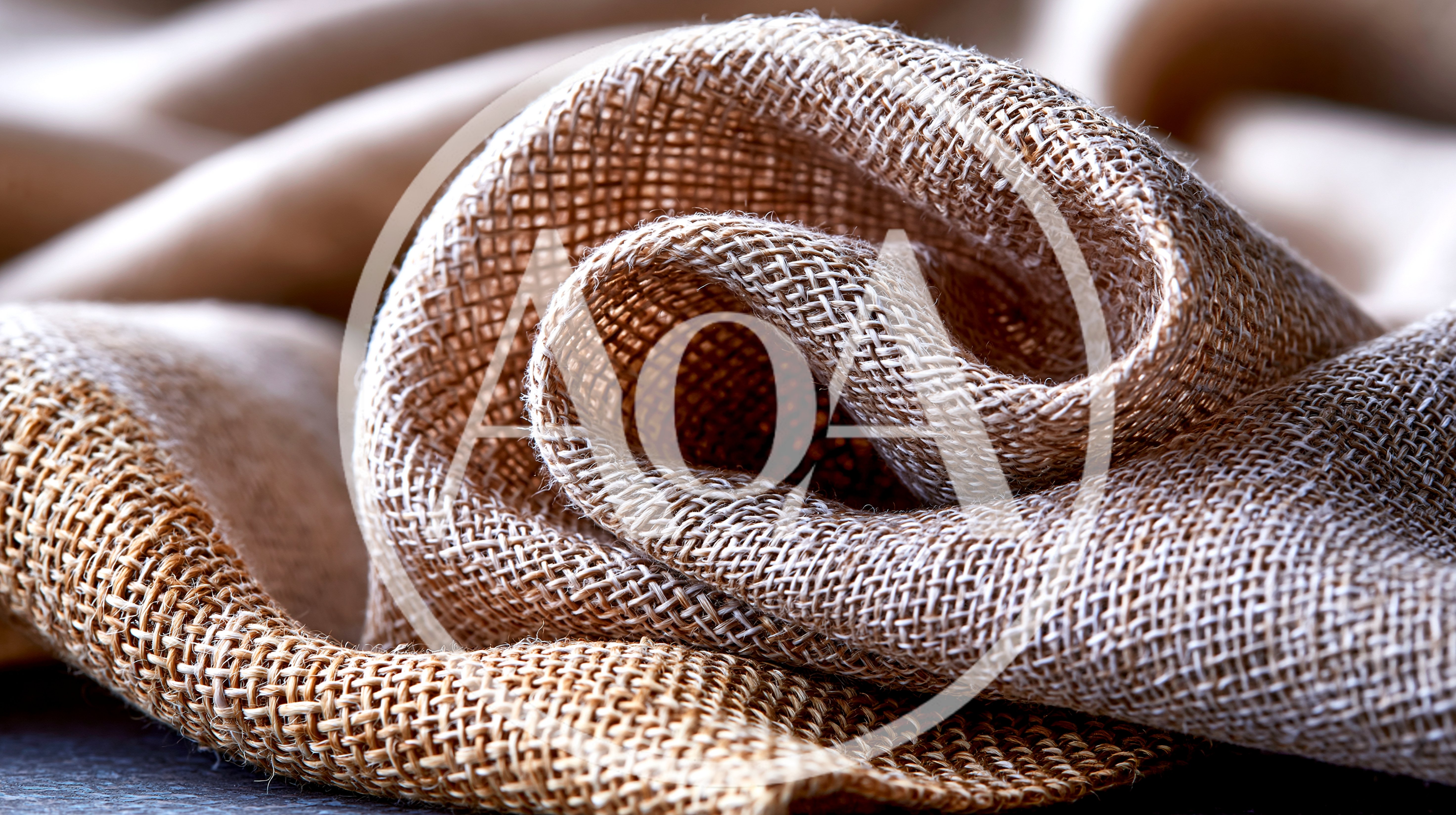 Close Up Of Textured Burlap Fabric Folded
