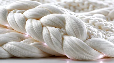 Close Up Of Thick White Braided Fiber Optic Cable