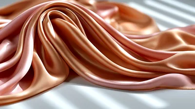 Flowing Peach Silk Fabric With Soft Lighting