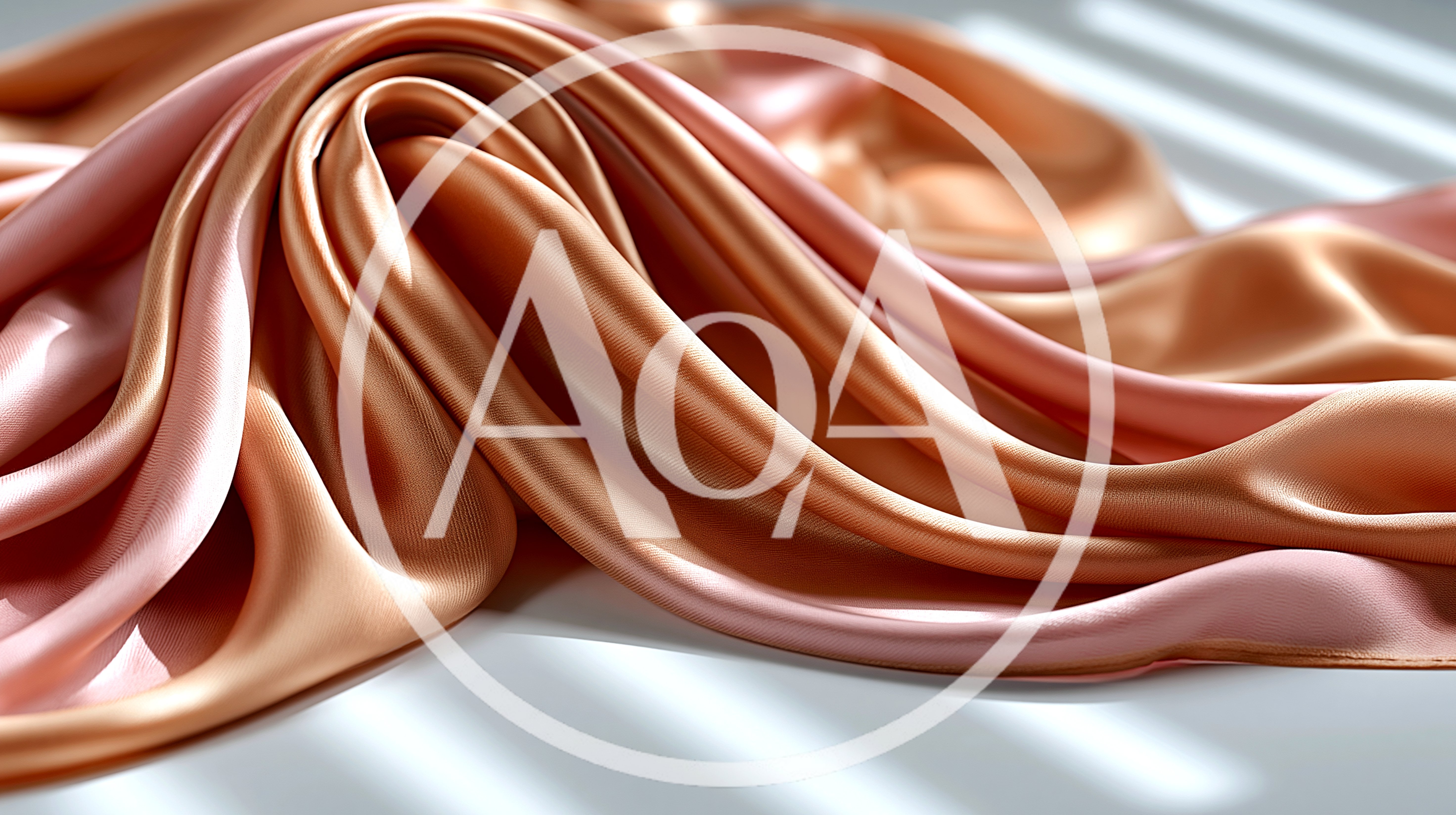 Flowing Peach Silk Fabric With Soft Lighting