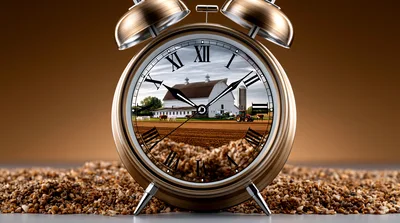 Surreal Alarm Clock With Farm Landscape Inside