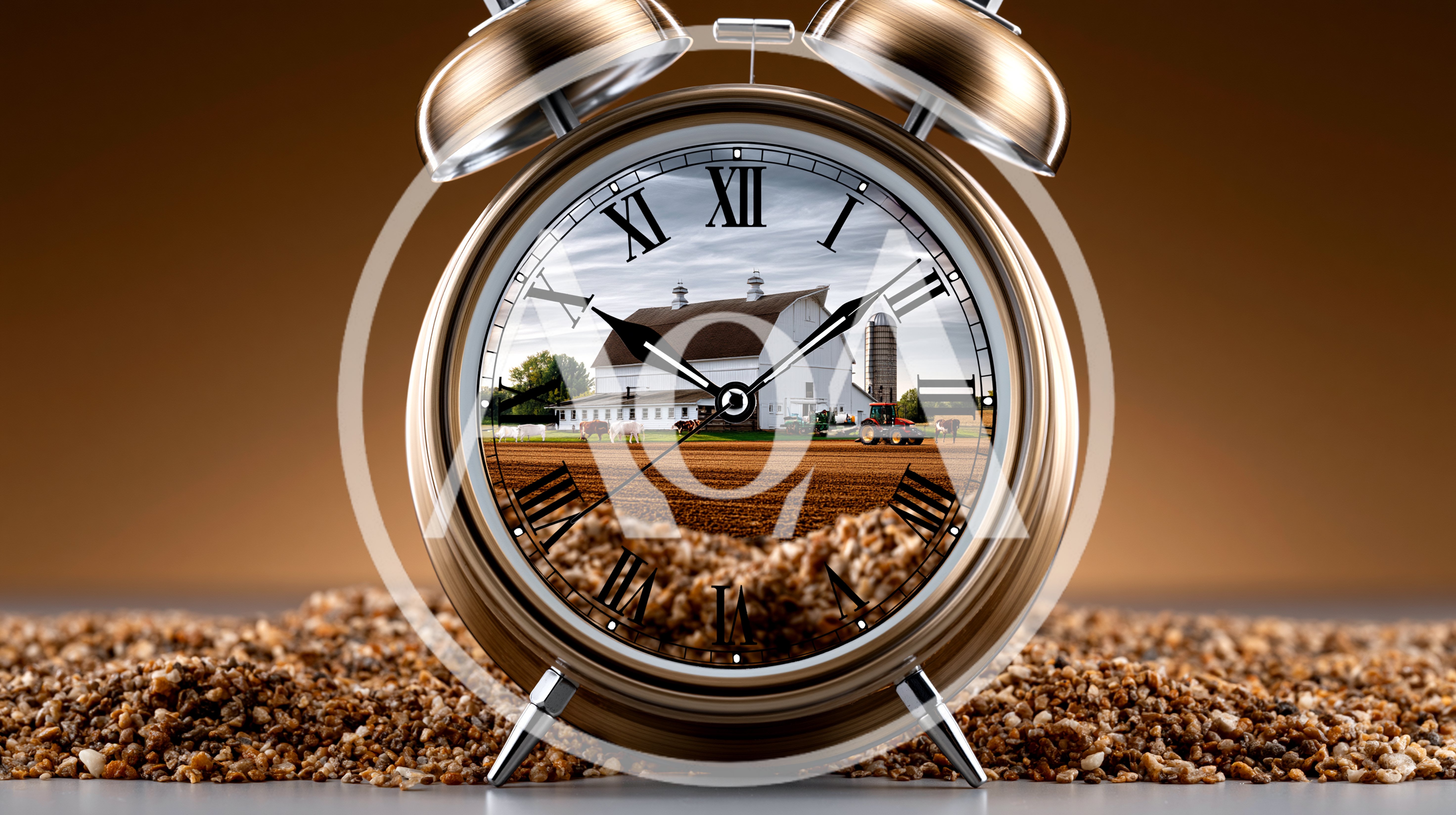 Surreal Alarm Clock With Farm Landscape Inside