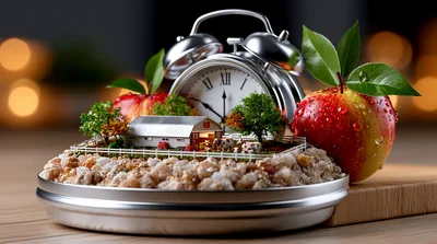 Miniature Farm Scene Inside A Silver Alarm Clock