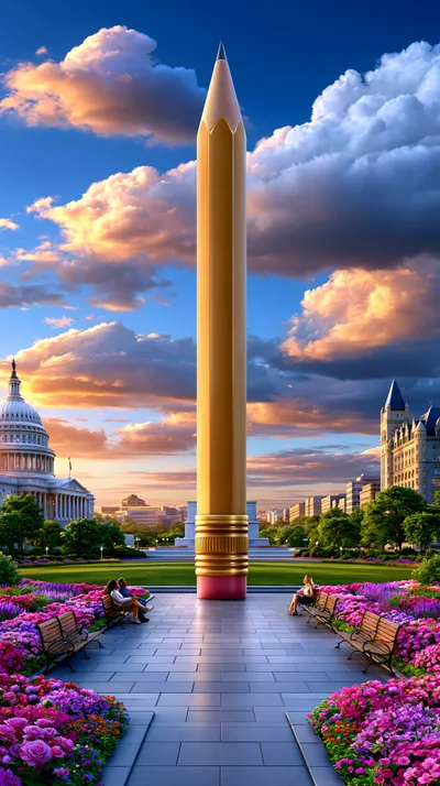 Giant Pencil Monument in Washington DC Park