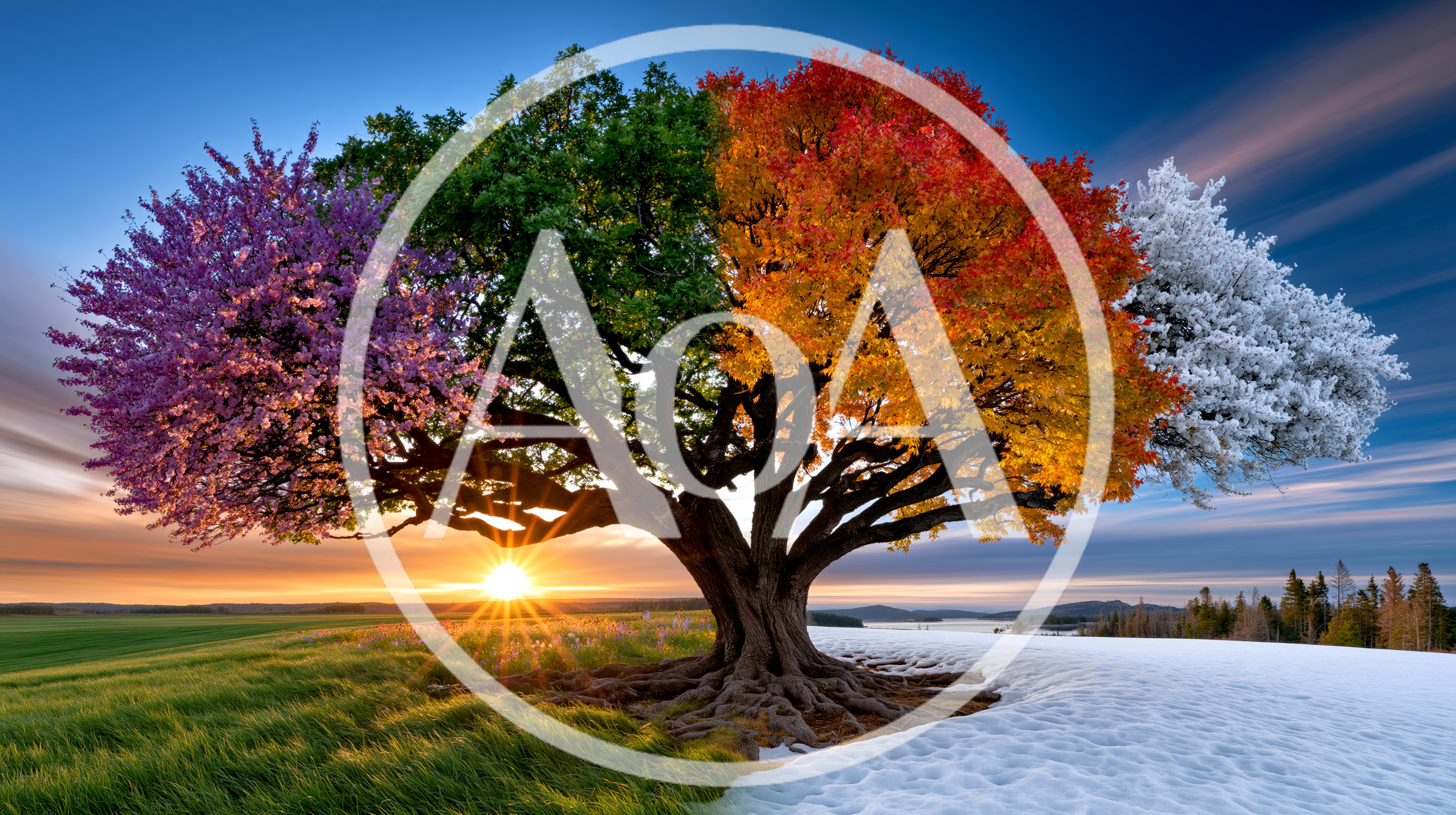 Surreal Four Seasons Tree In A Single Landscape