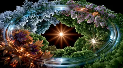 Abstract Four Seasons Cycle Circular Nature Concept
