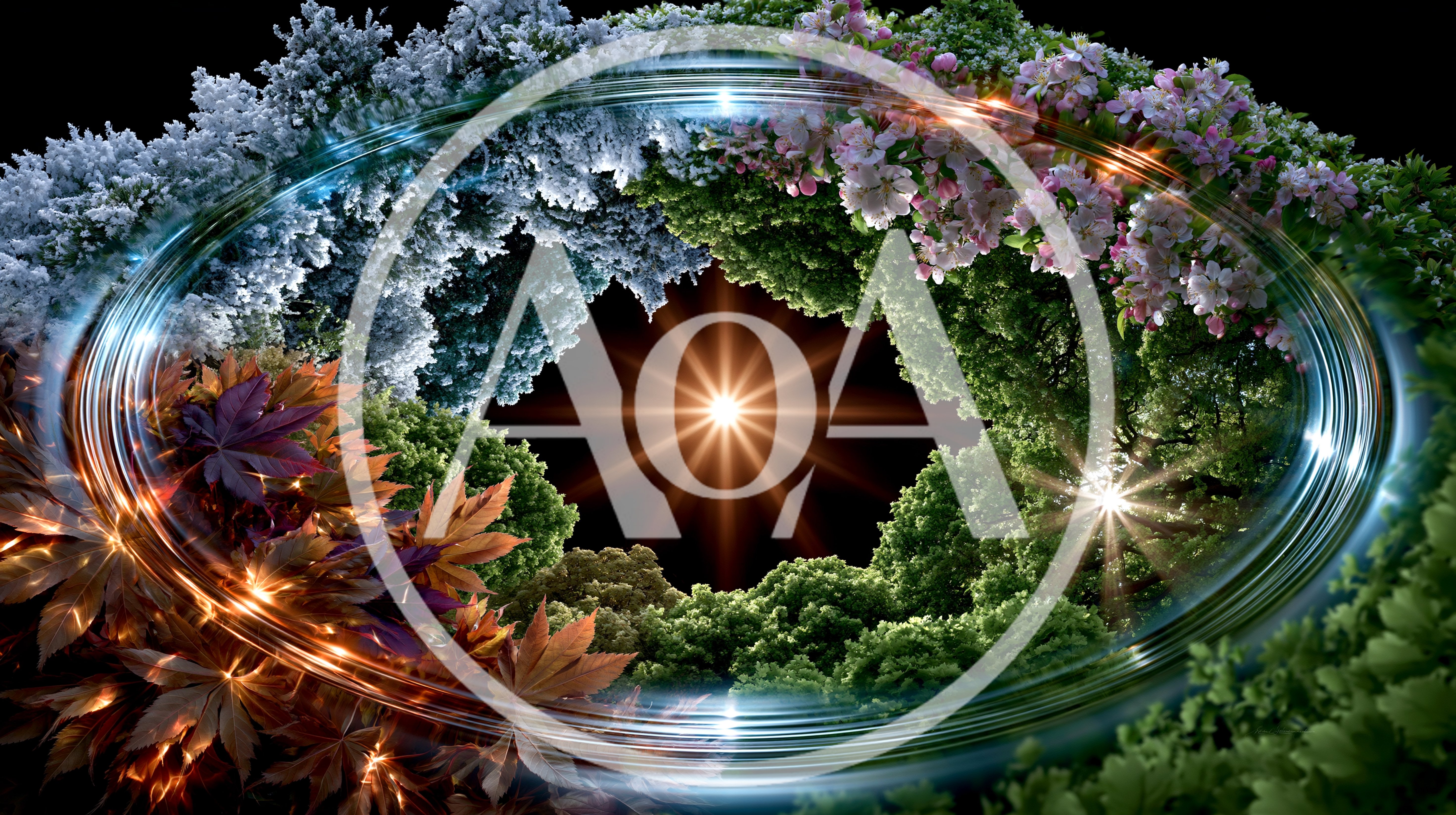 Abstract Four Seasons Cycle Circular Nature Concept