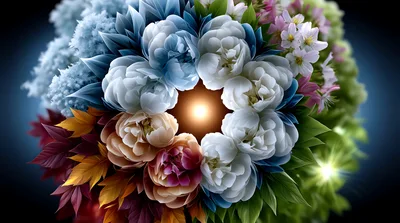 Abstract Floral Mandala With Glowing Center