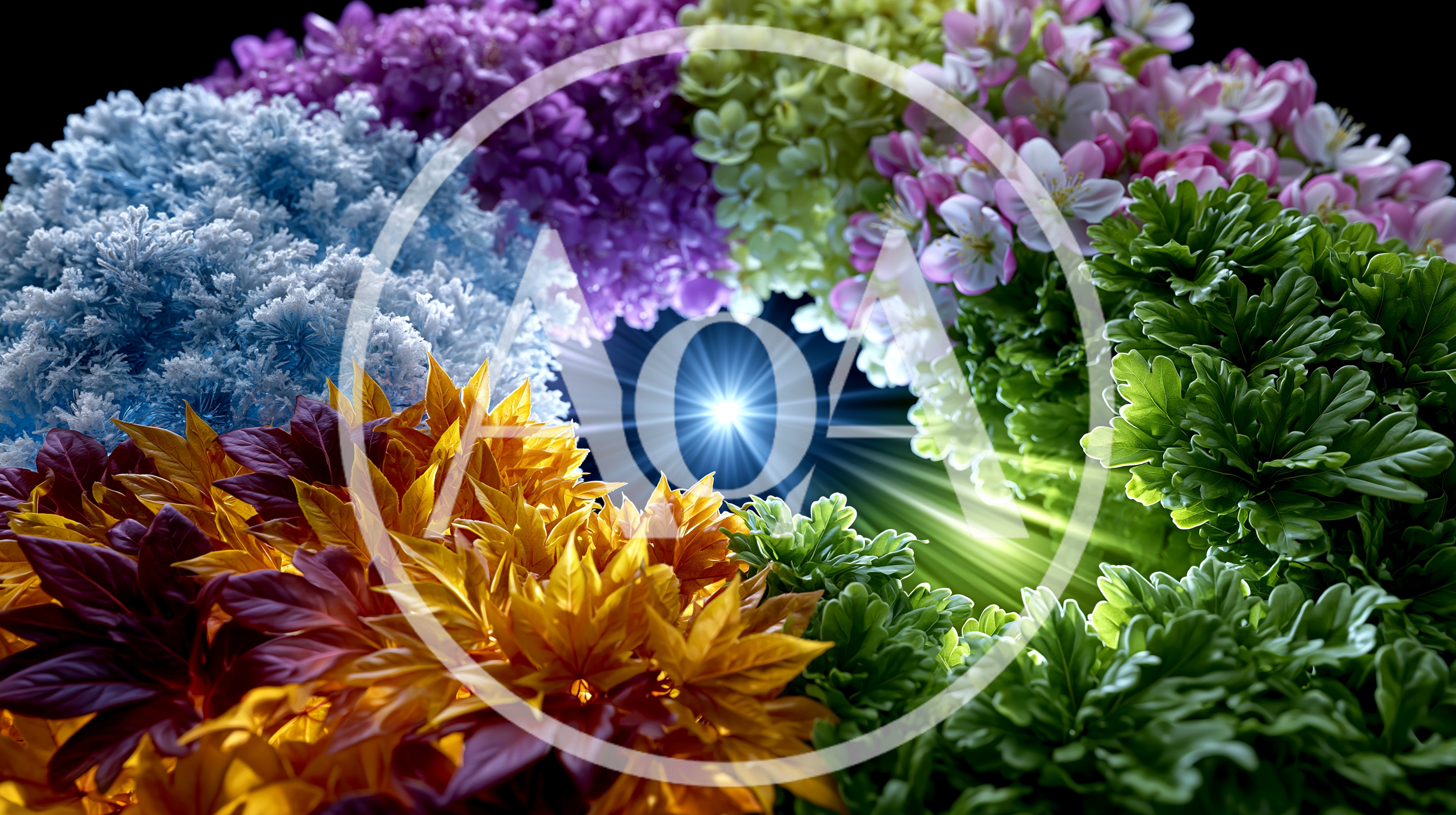 Abstract Floral Wreath With Radiant Central Light
