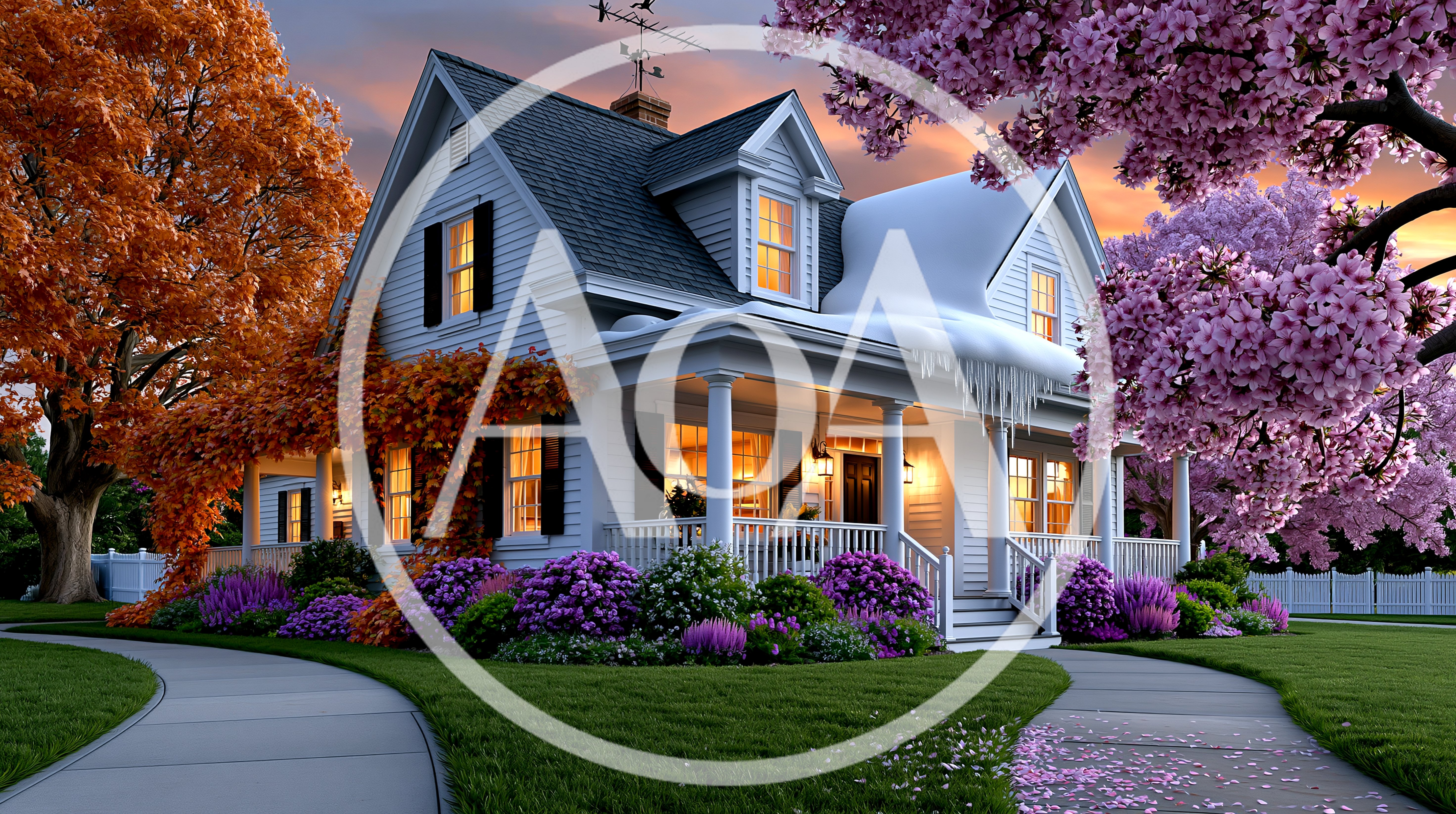 Surreal House With Seasonal Contrasts In One Yard