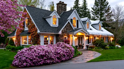 Charming Stone Cottage With Blooming Spring Garden