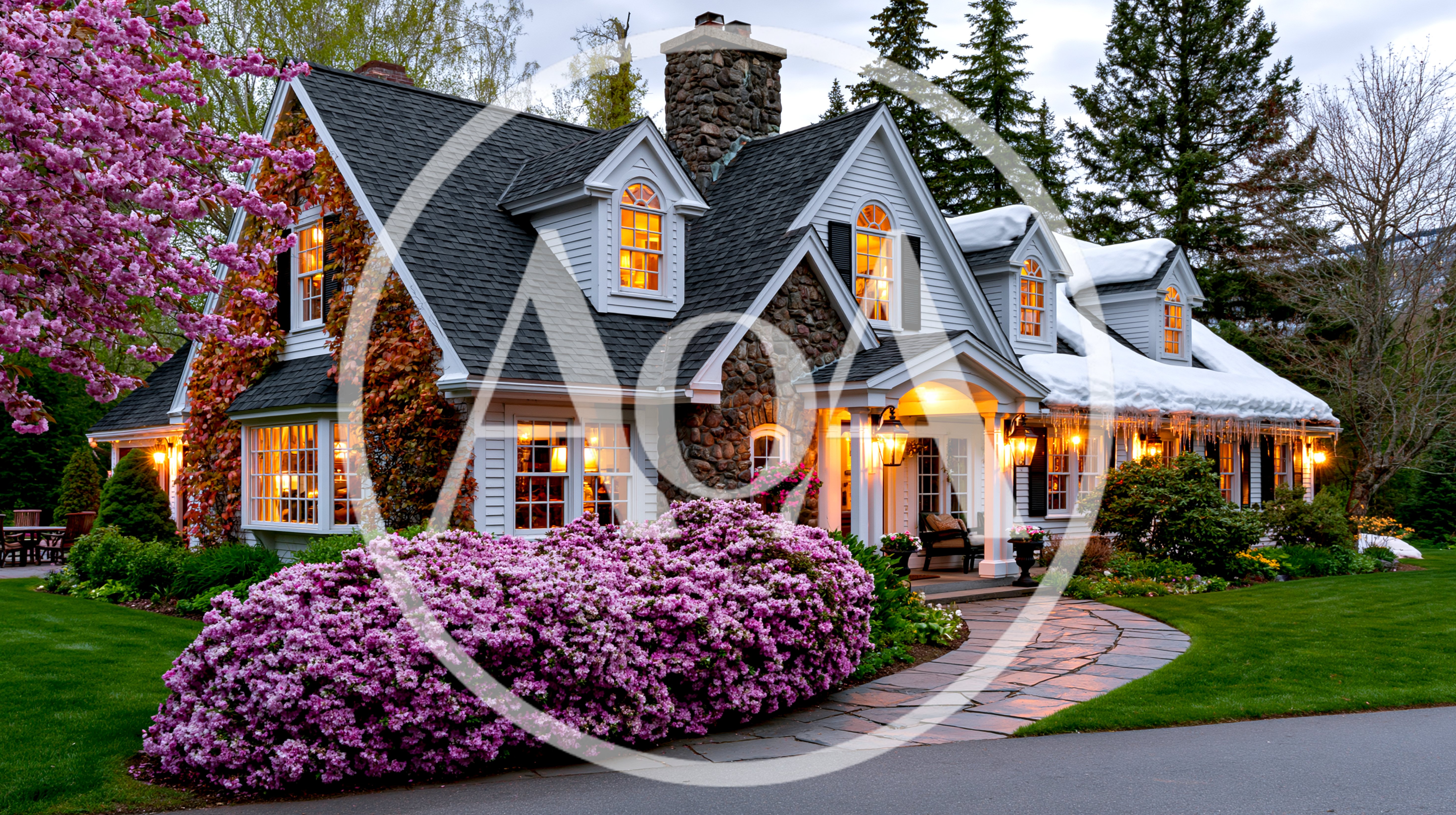 Charming Stone Cottage With Blooming Spring Garden