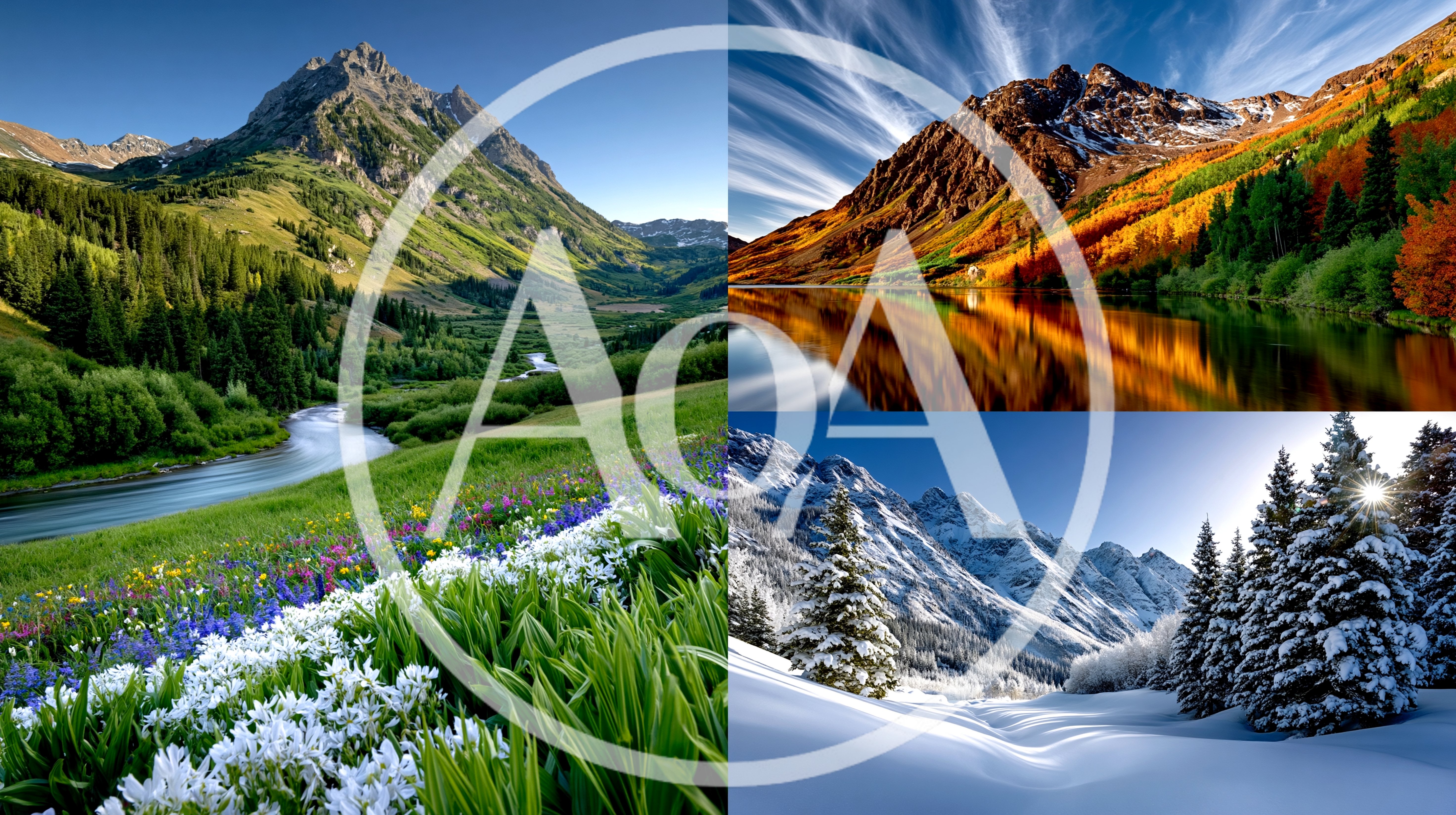 Four Seasons Mountain Landscape Collage