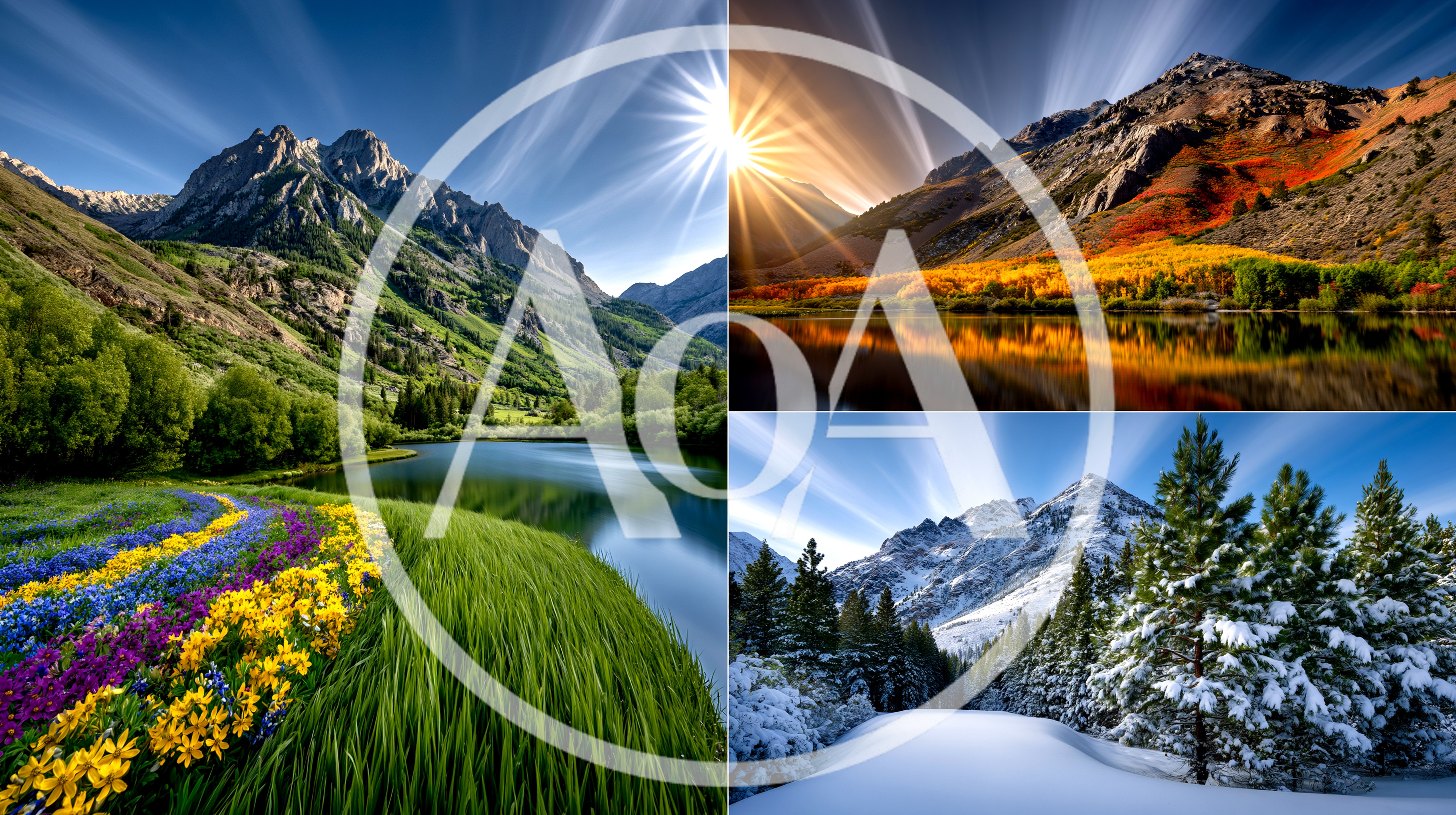 Four Seasons Mountain Landscape Composite
