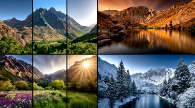 Four Seasons Mountain Landscape Collage