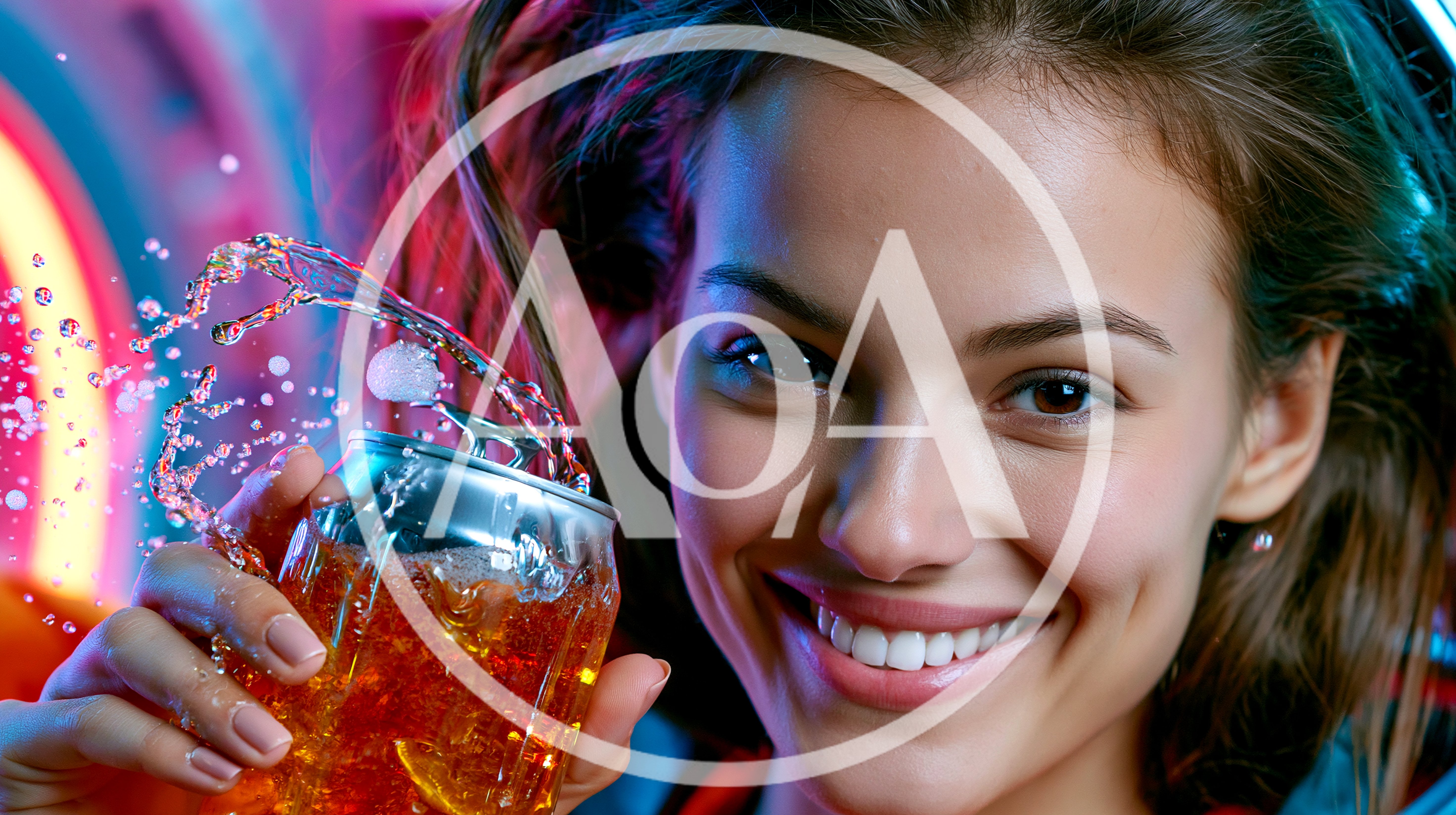 Young Woman Holding A Refreshing Sparkling Beverage