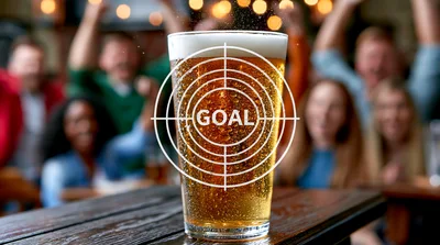 Beer Glass With Goal Target Overlay In Sports Bar