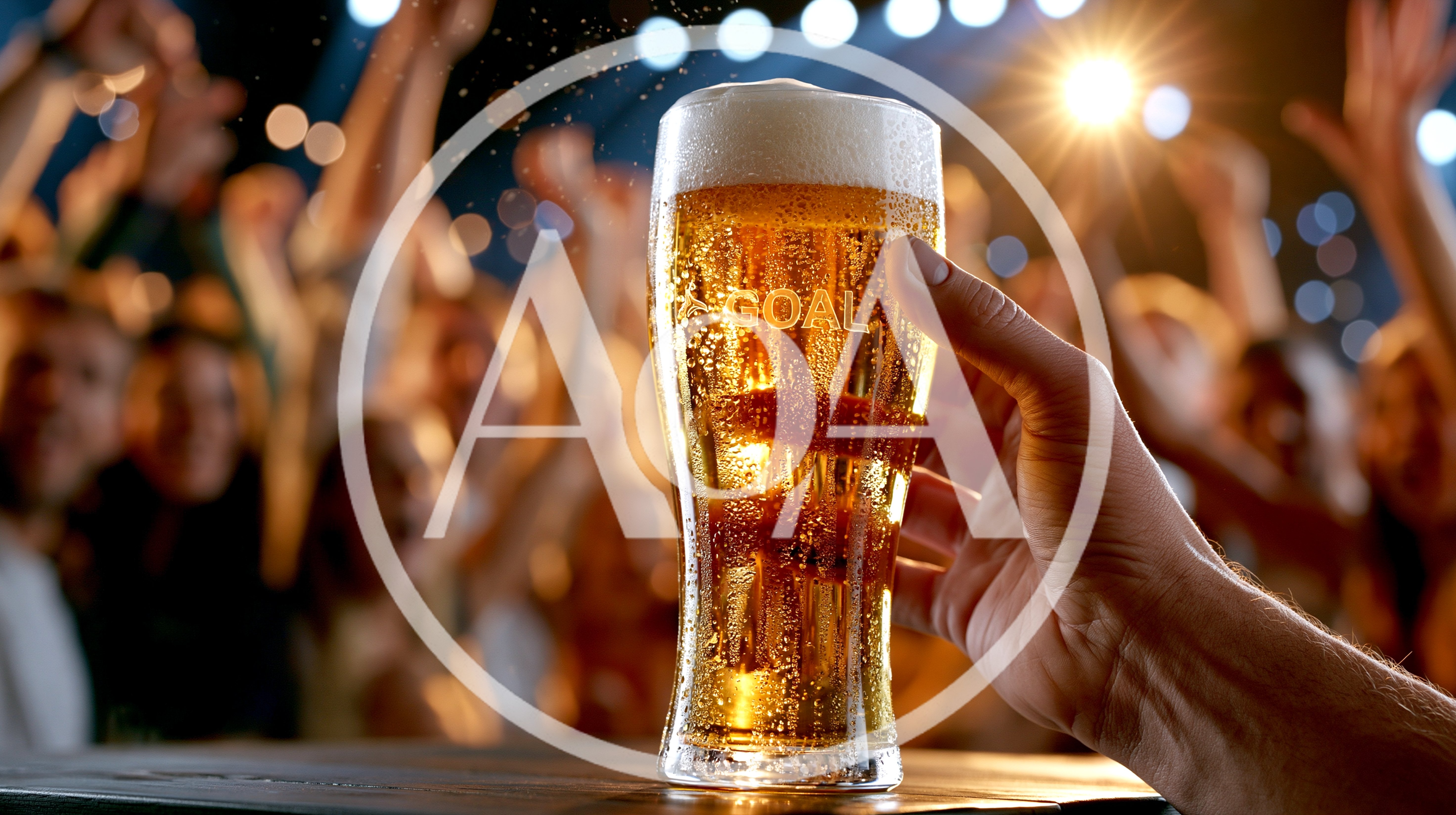 Hand Holding A Beer Glass At A Sports Bar