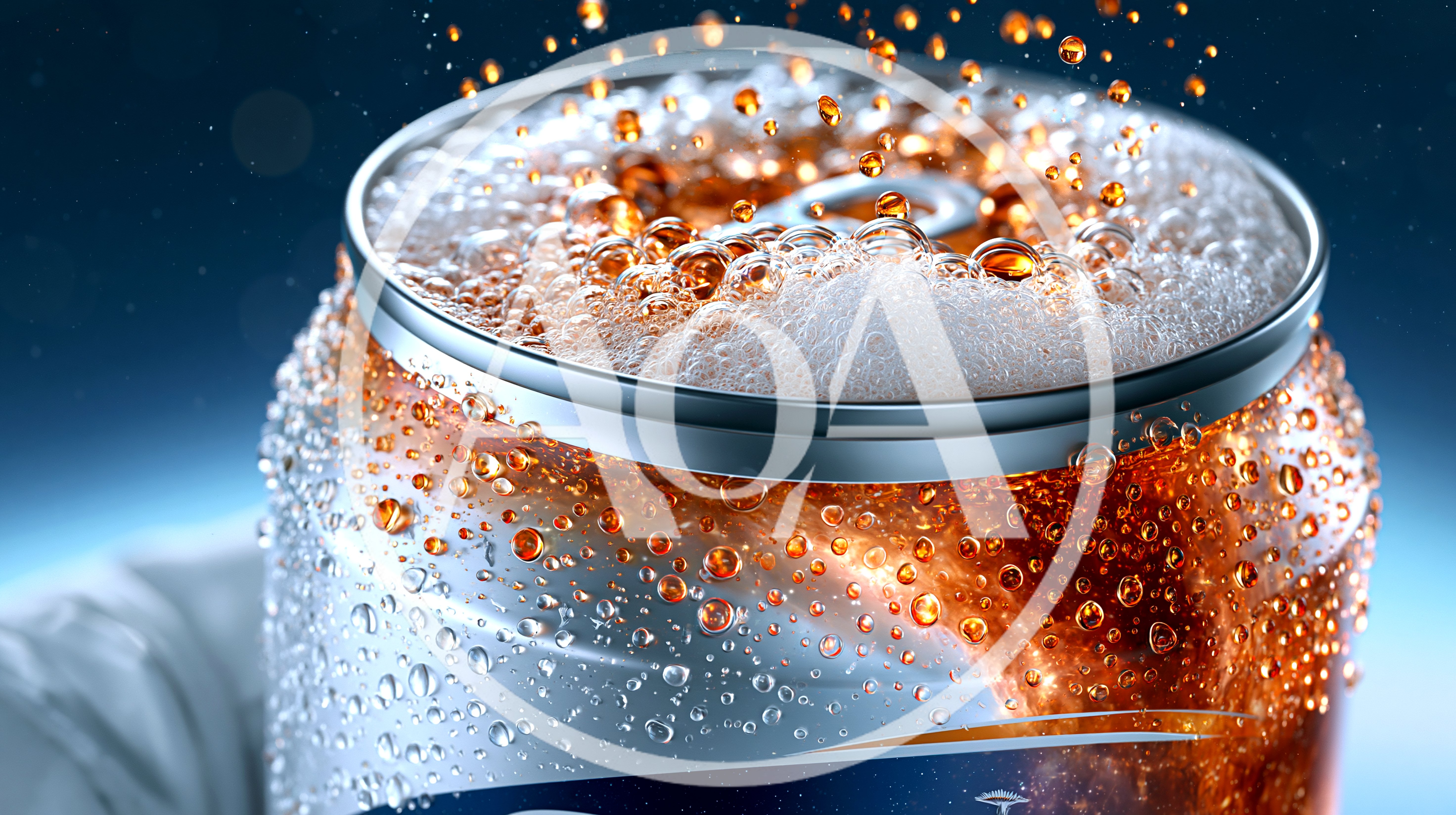 Cold Soda Can With Effervescent Bubbles And Condensation