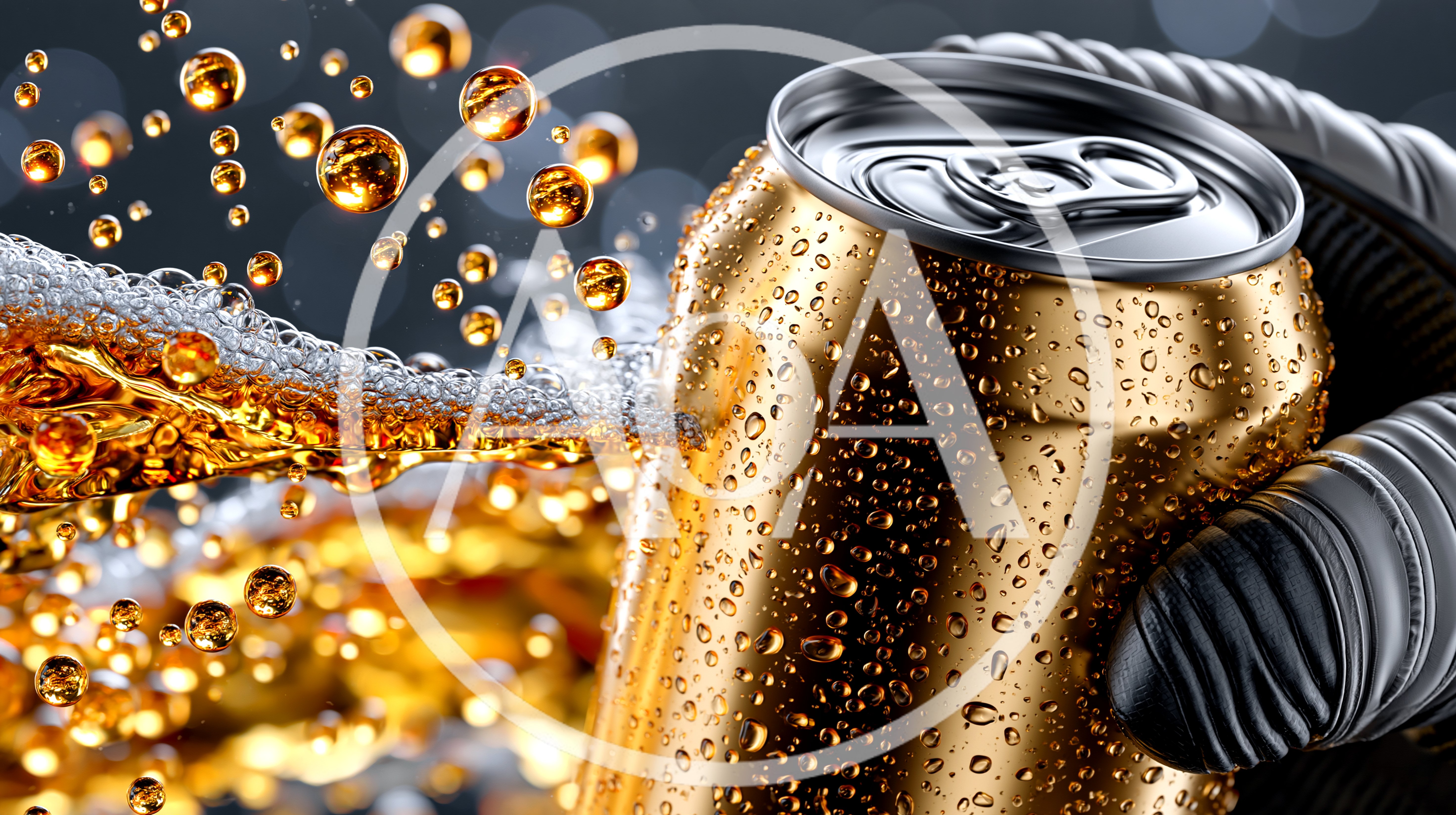 Golden Beverage Can Held By Gloved Hand