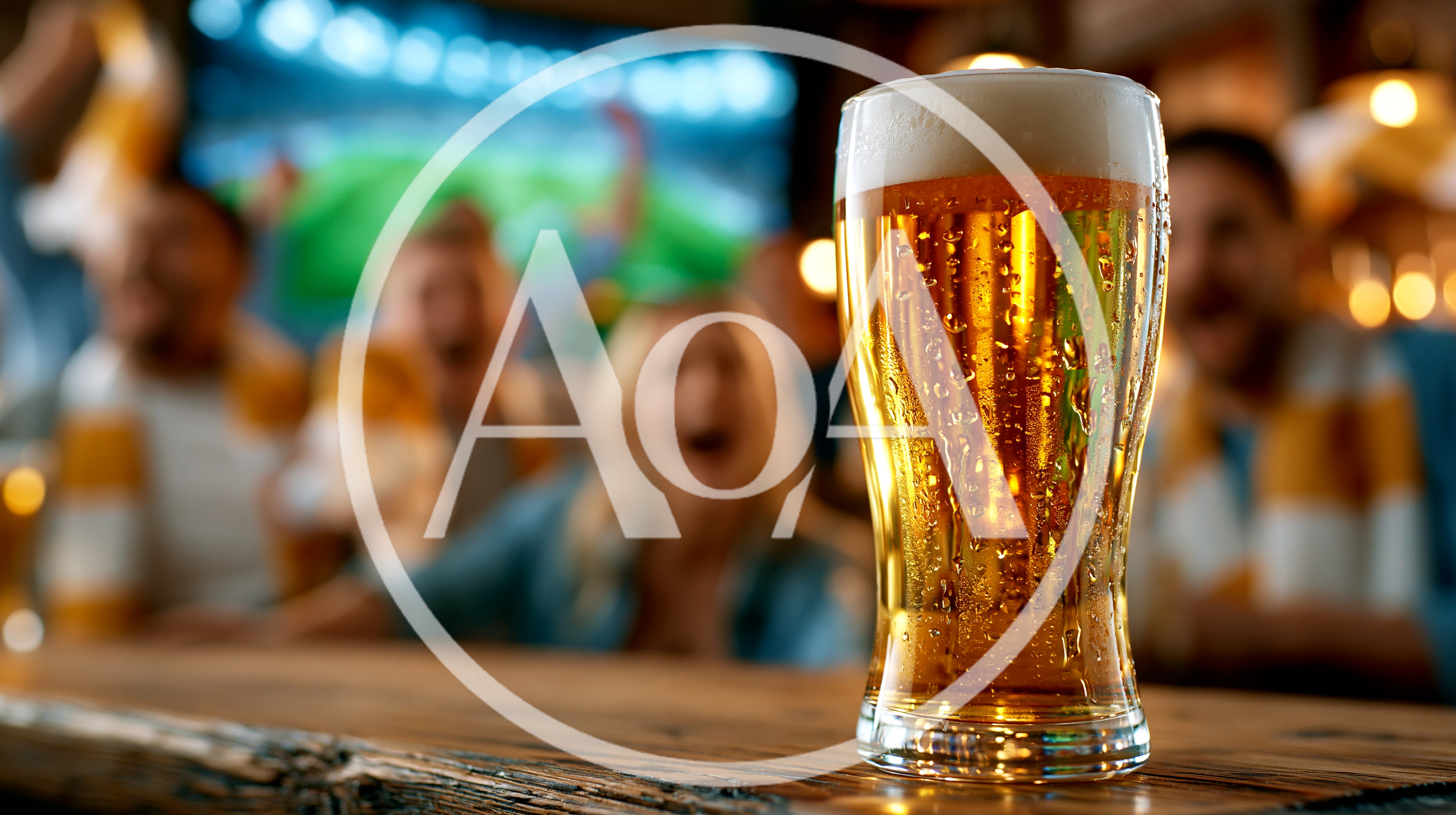 Glass Of Beer On Bar Counter During Sports Match