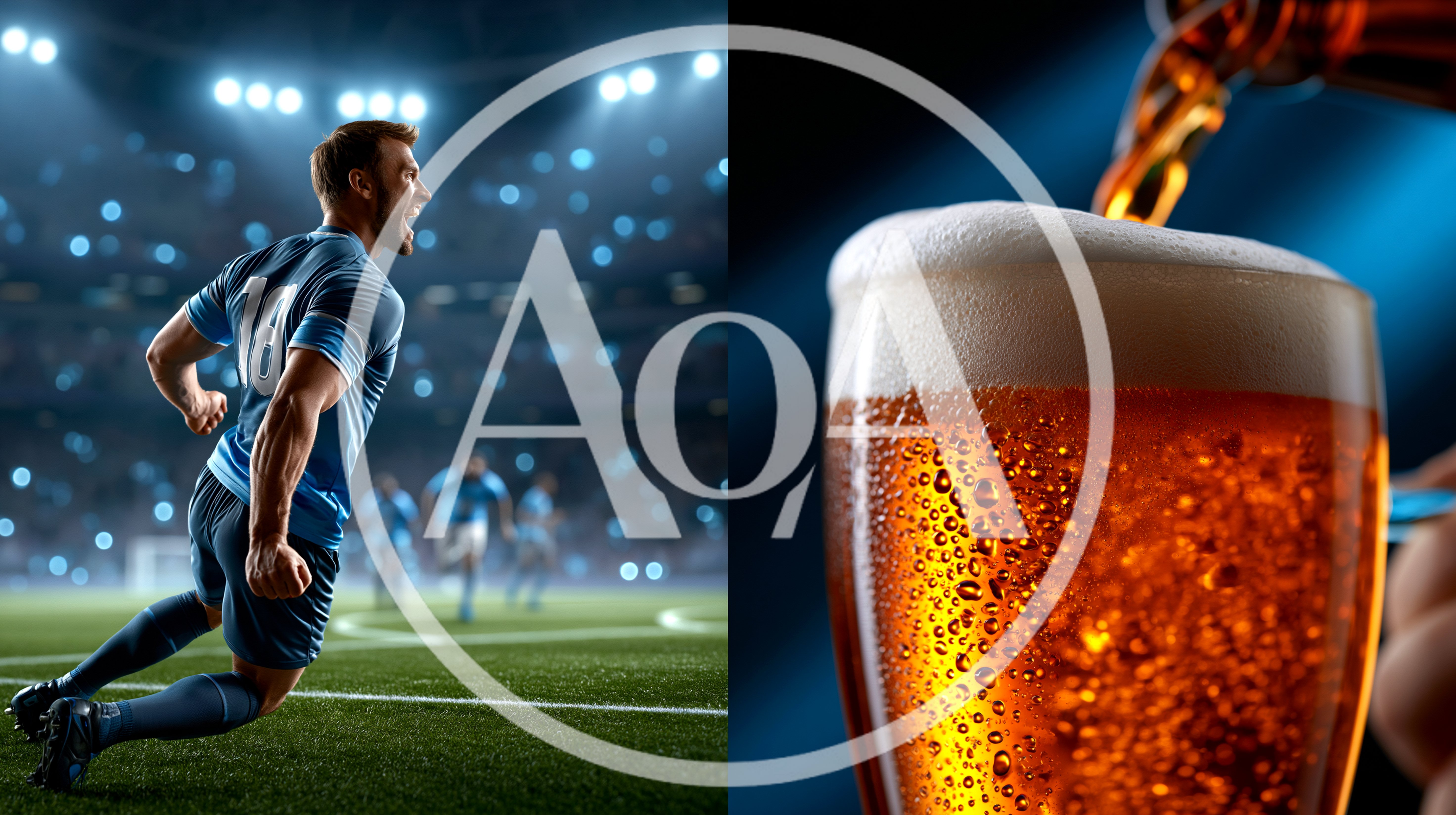 Soccer Player Celebrating Goal And Pouring Beer Glass
