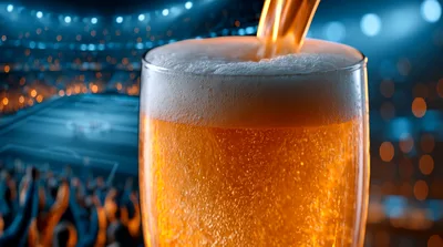Beer Being Poured Into A Glass At A Stadium